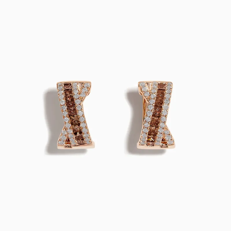 14K Rose Gold Espresso and White Diamond Earrings sold by Effy