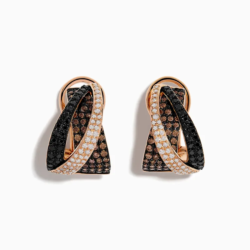14K Rose Gold Espresso, Black, and White Diamond Earrings sold by Effy