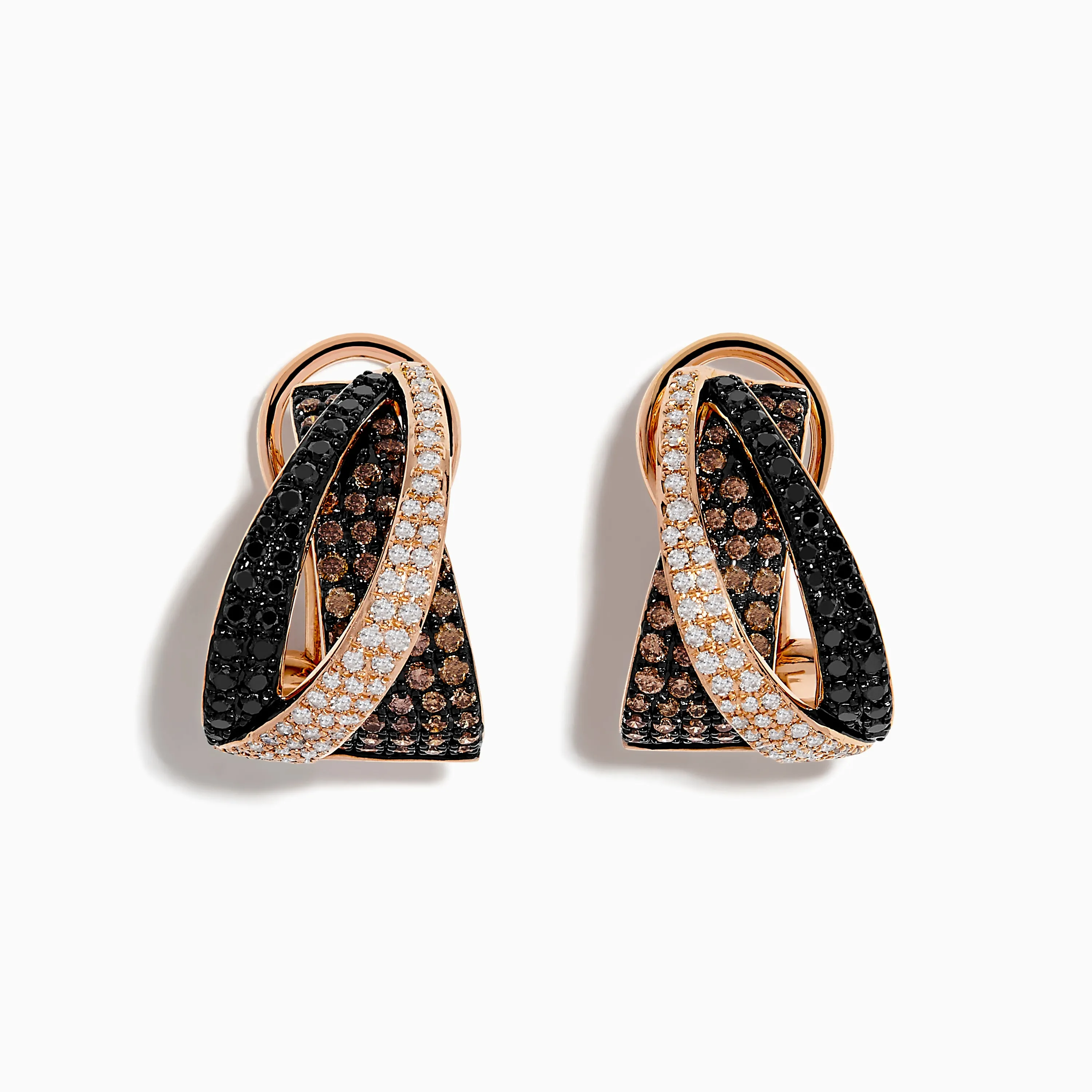 14K Rose Gold Espresso, Black, and White Diamond Earrings sold by Effy