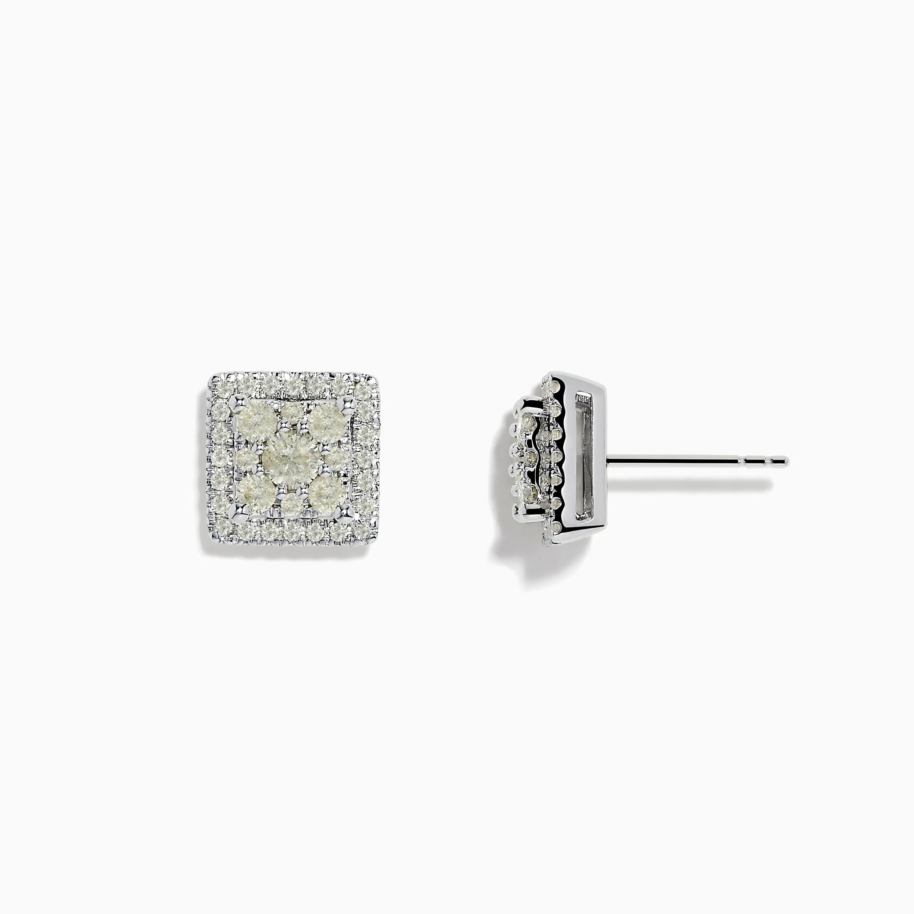 Bouquet 14K White Gold Square Diamond Cluster Stud Earrings 0.97 TCW sold by Effy product image thumbnail 2