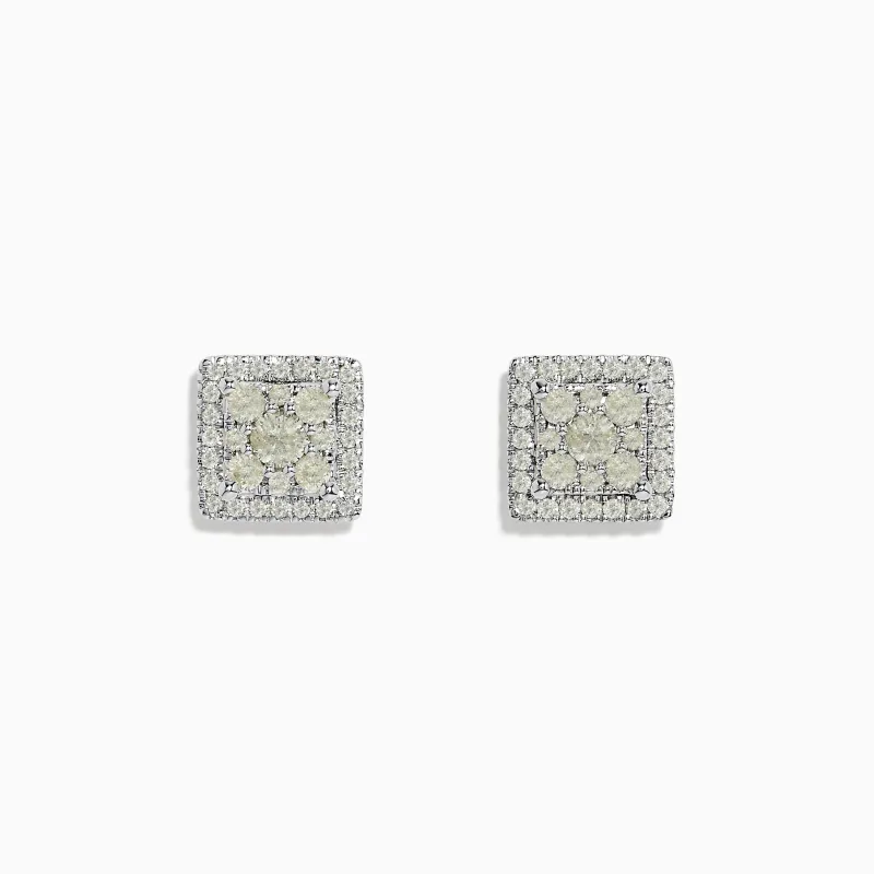 Bouquet 14K White Gold Square Diamond Cluster Stud Earrings 0.97 TCW sold by Effy