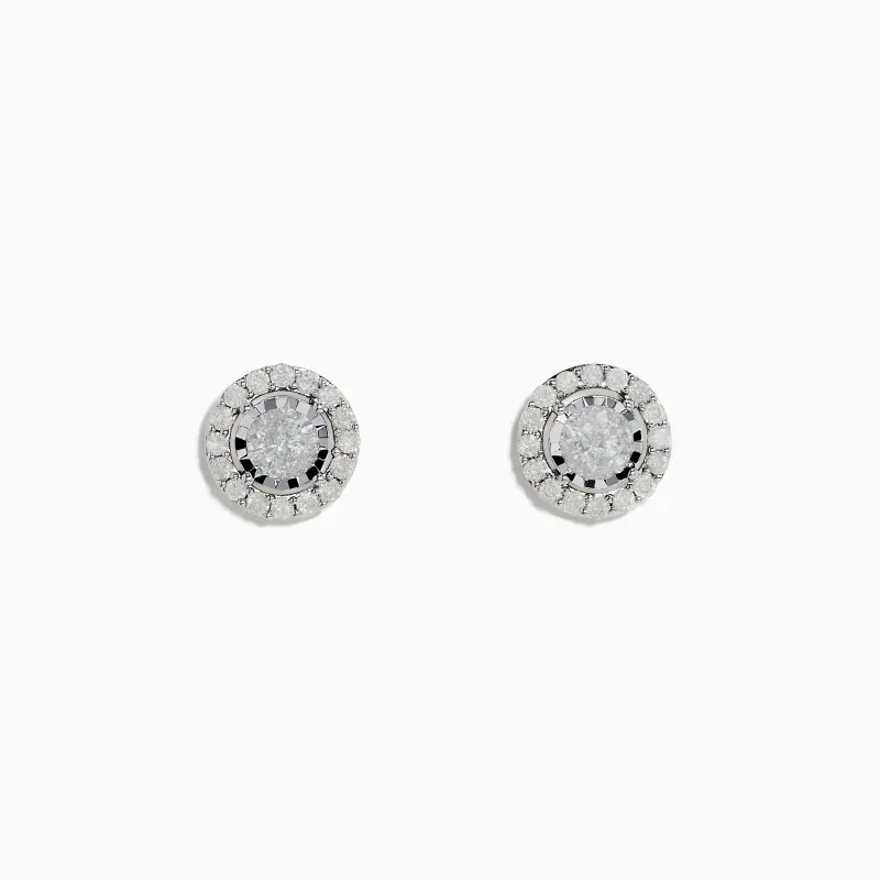 Pave Classica 14K White Gold Diamond Halo Stud Earrings 0.98 TCW sold by Effy