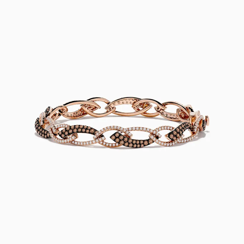 14K Rose Gold Espresso and White Diamond Tennis Bracelet 3.33 TCW sold by Effy