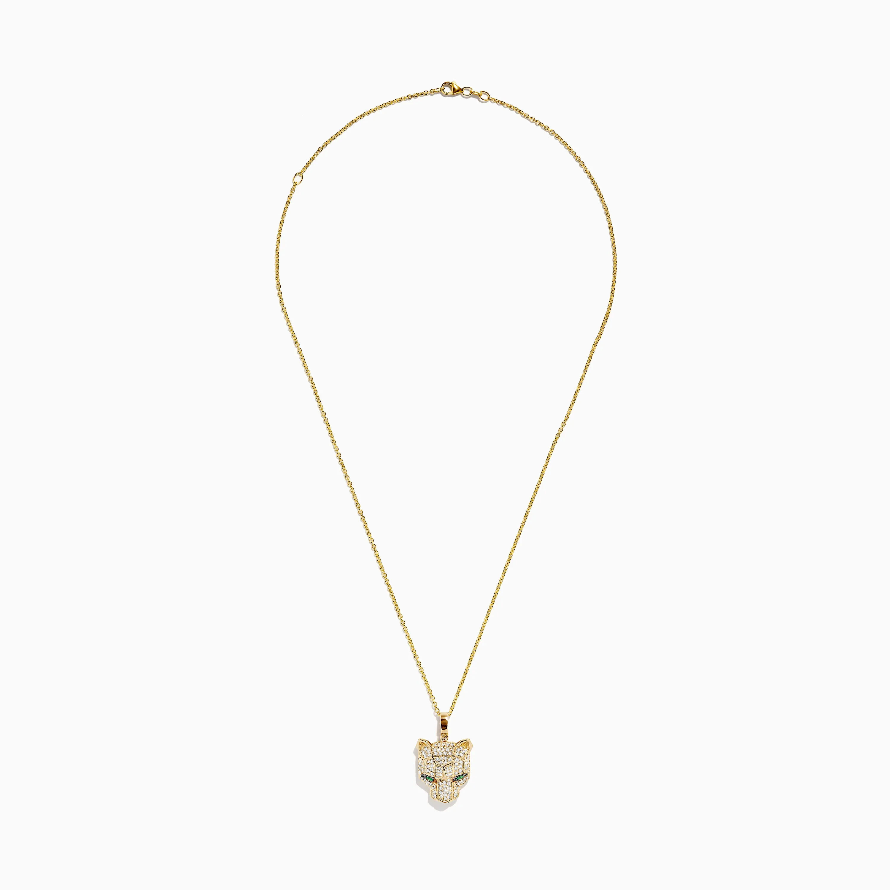 Signature 14K Yellow Gold Emerald and Diamond Panther Pendant sold by Effy product image thumbnail 2