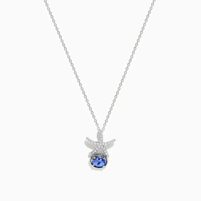 925 Seaside Sterling Silver Diamond and Tanzanite Starfish Pendant sold by Effy