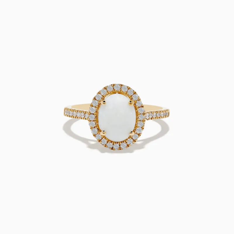 Aurora 14K Yellow Gold Opal and Diamond Ring sold by Effy