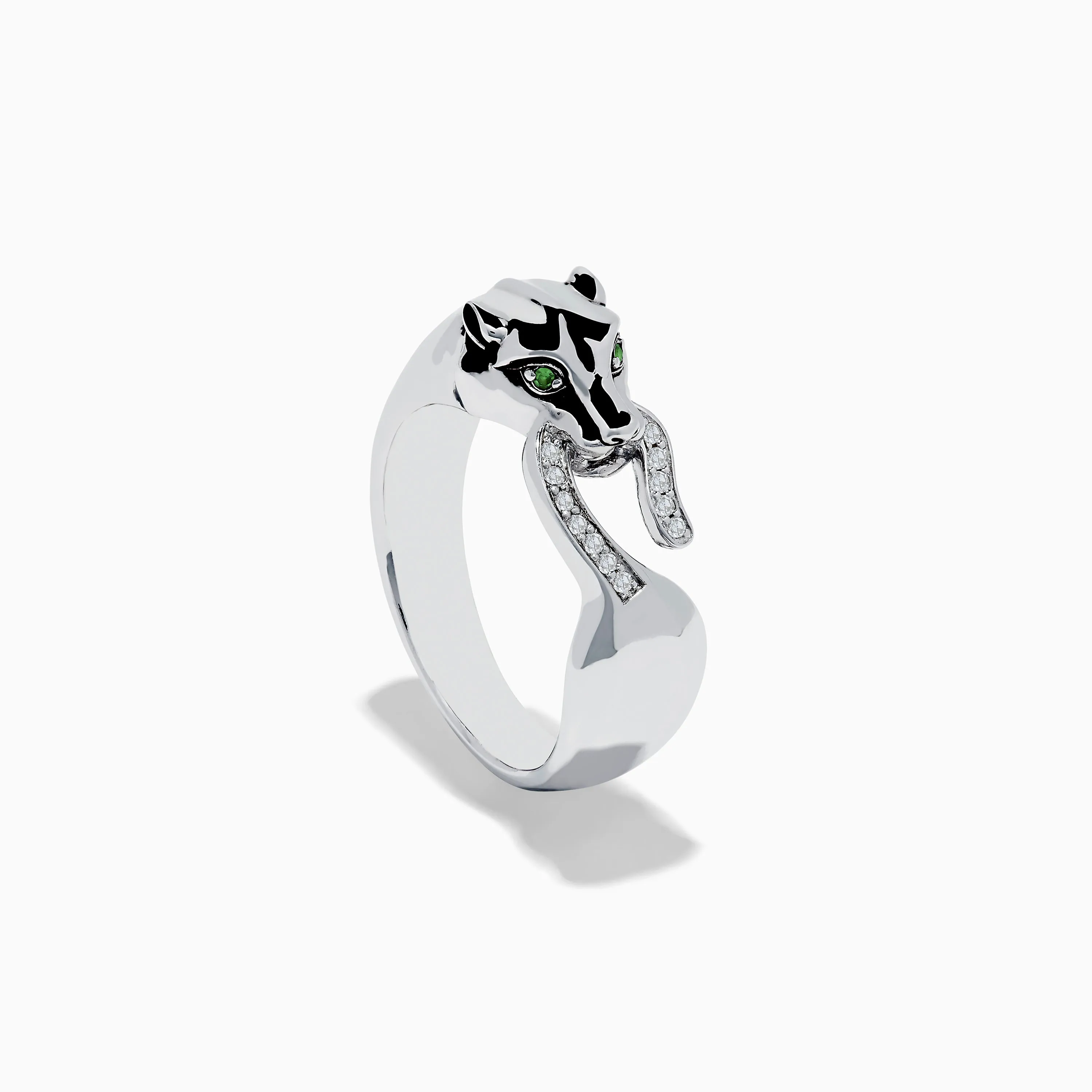 925 Sterling Silver Tsavorite and Diamond Panther Ring sold by Effy