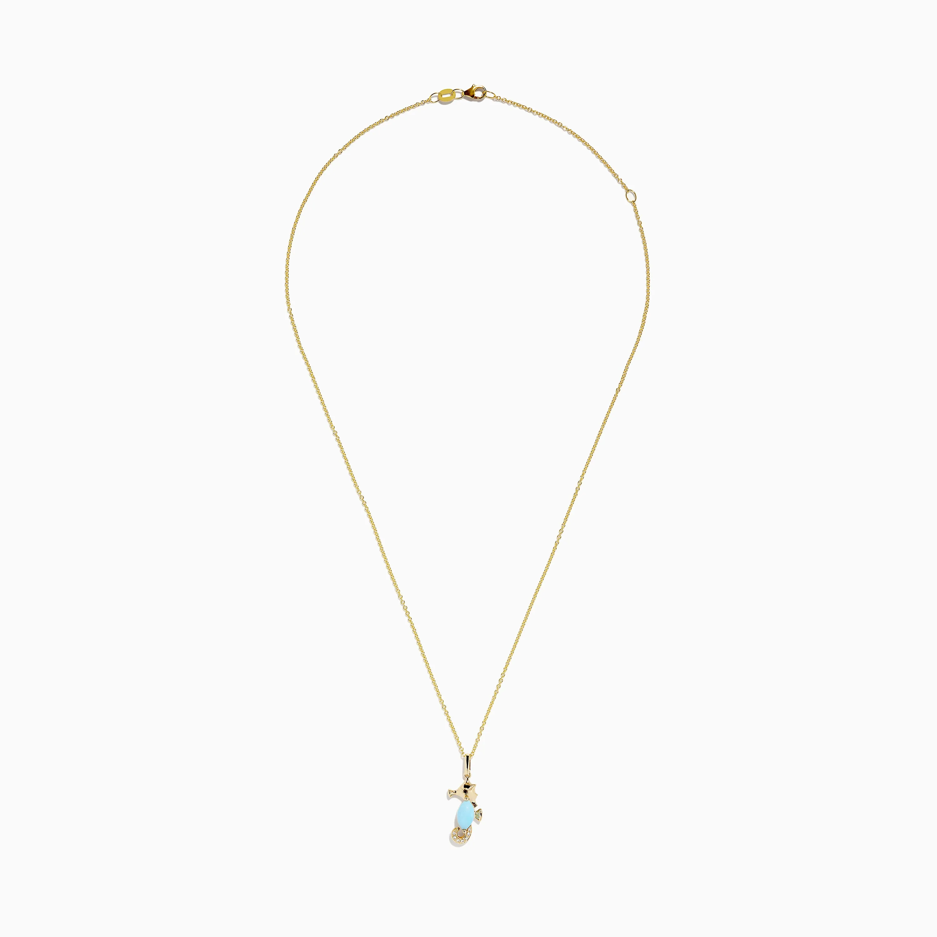 Seaside 14K Yellow Gold Turquoise and Diamond Seahorse Pendant sold by Effy product image thumbnail 2