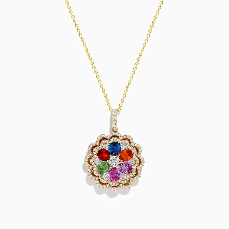Watercolors 14K Yellow Gold Multi Sapphire and Diamond Pendant sold by Effy