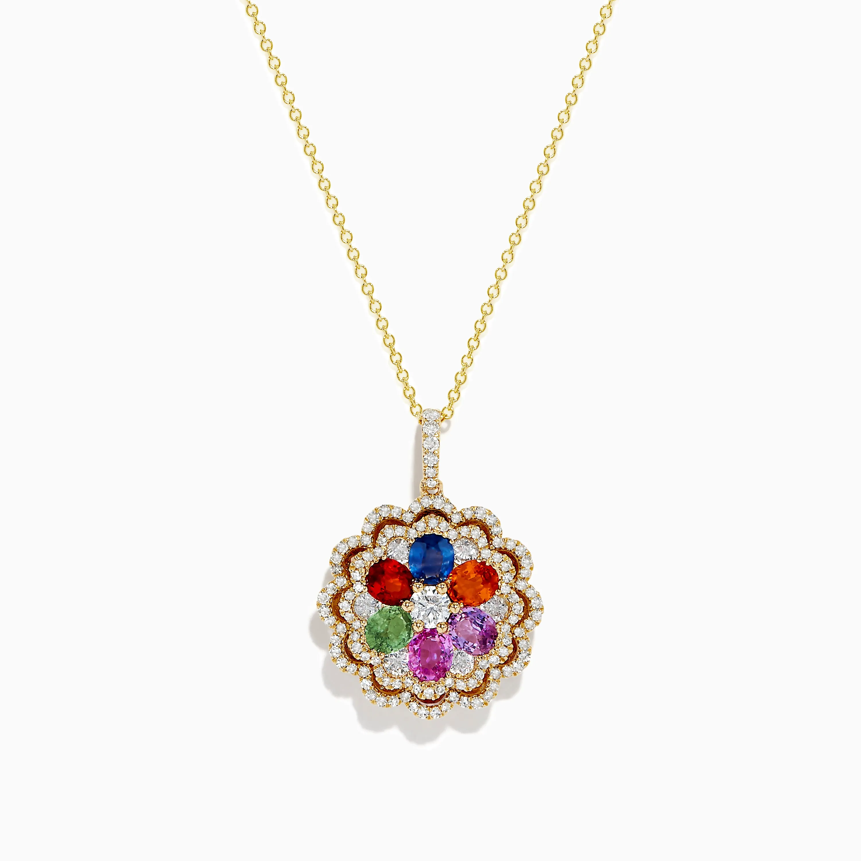 Watercolors 14K Yellow Gold Multi Sapphire and Diamond Pendant sold by Effy