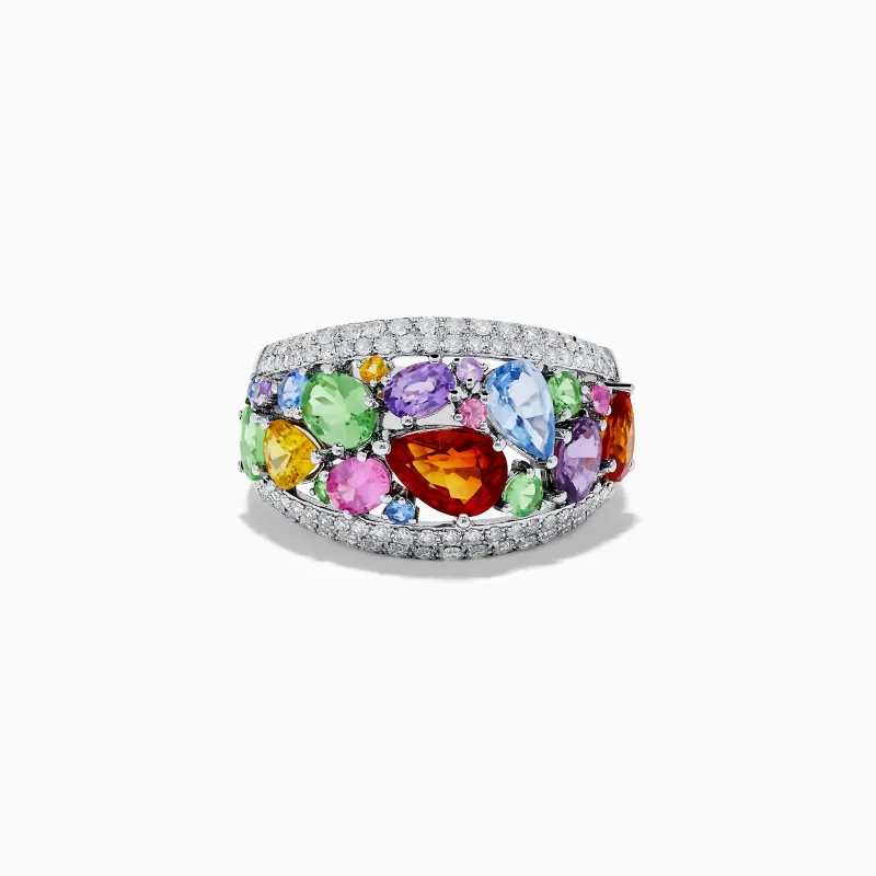 Watercolors 14K White Gold Multi Sapphire and Diamond Ring sold by Effy