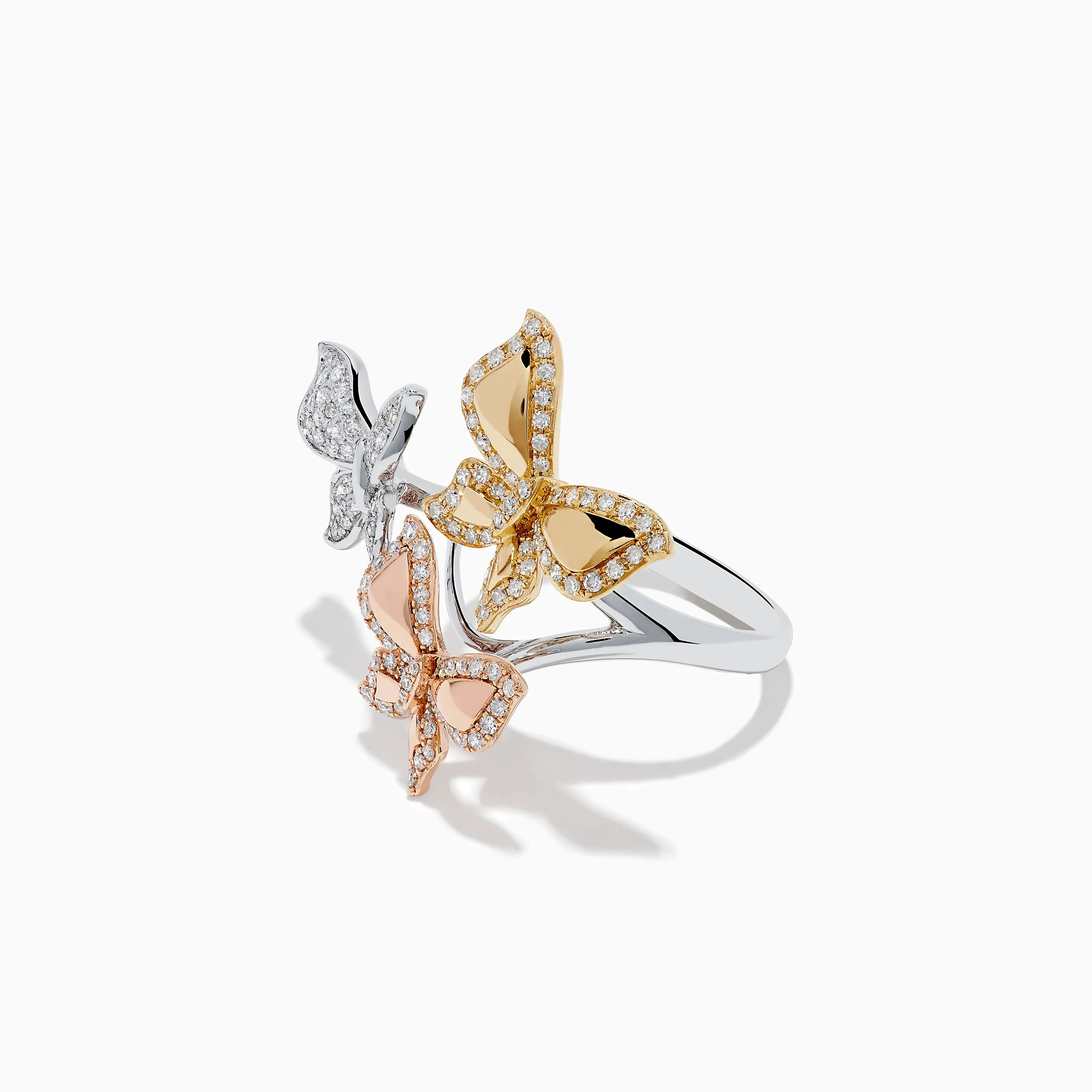 Trio 14K White, Pink and Yellow Gold Diamond Butterfly Ring sold by Effy product image thumbnail 2
