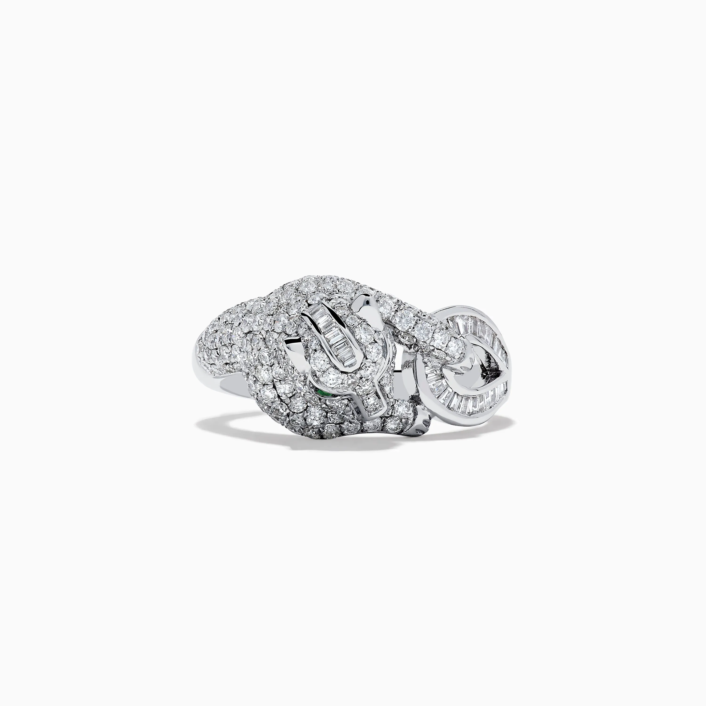 Signature 14K White Gold Emerald and Diamond Panther Ring sold by Effy product image thumbnail 4