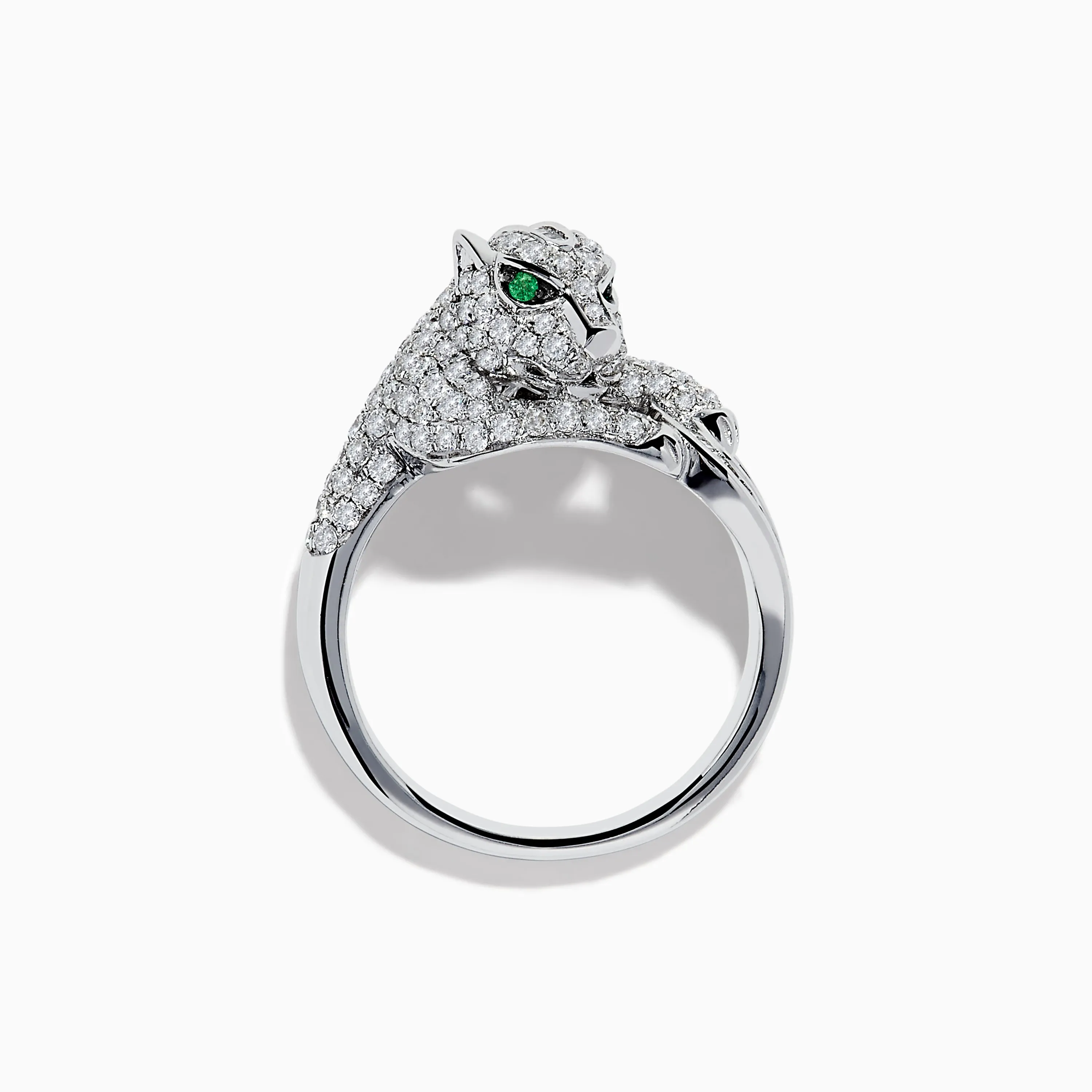 Signature 14K White Gold Emerald and Diamond Panther Ring sold by Effy product image thumbnail 3