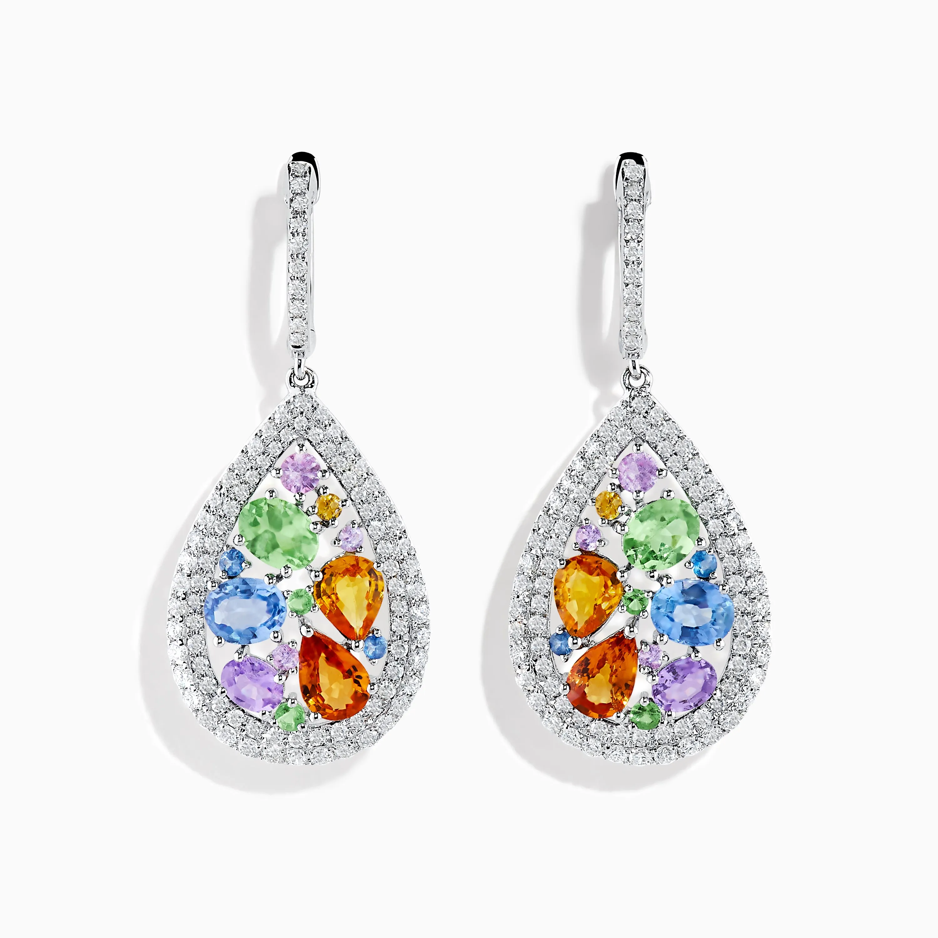 Watercolors 14K White Gold Multi Sapphire and Diamond Earrings sold by Effy
