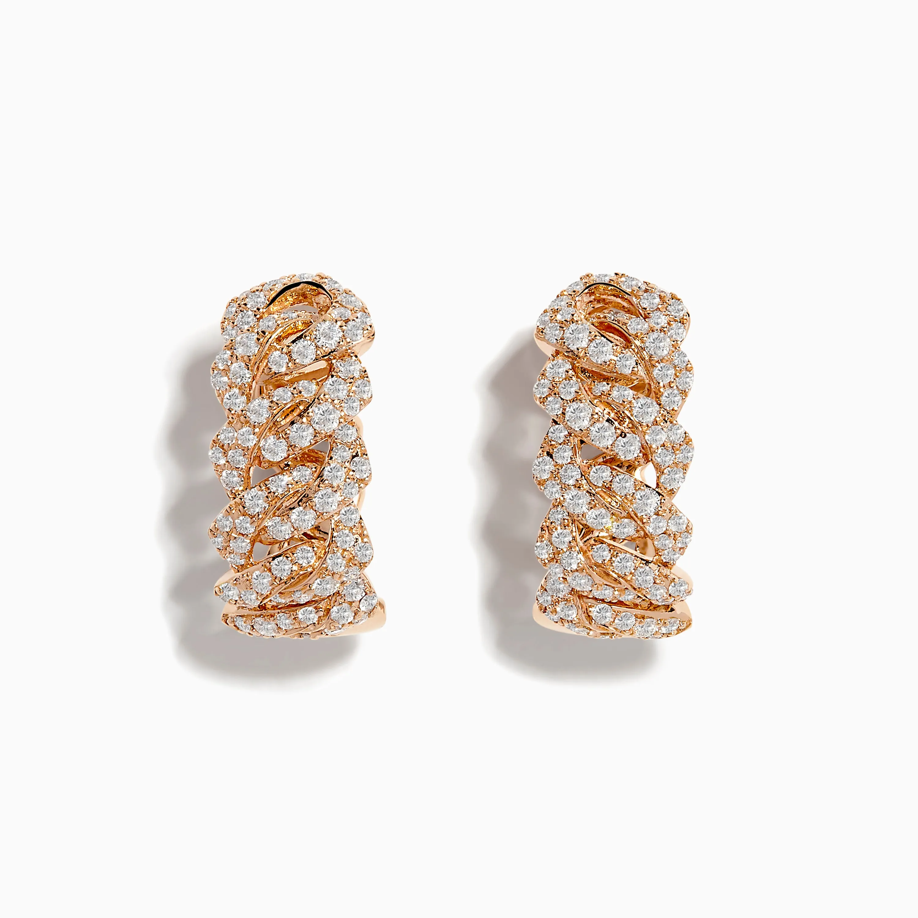 Pave Rose 14K Rose Gold Diamond Huggie Earrings sold by Effy