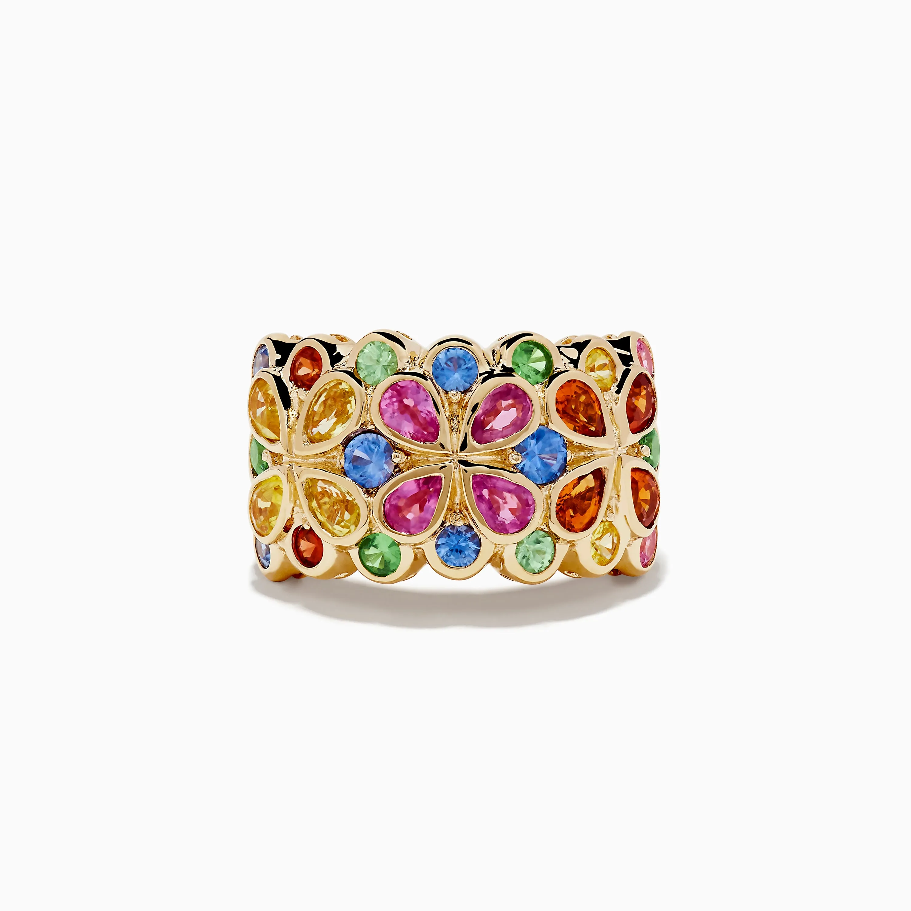 Watercolors 14K Yellow Gold Multi Sapphire and Tsavorite Ring sold by Effy