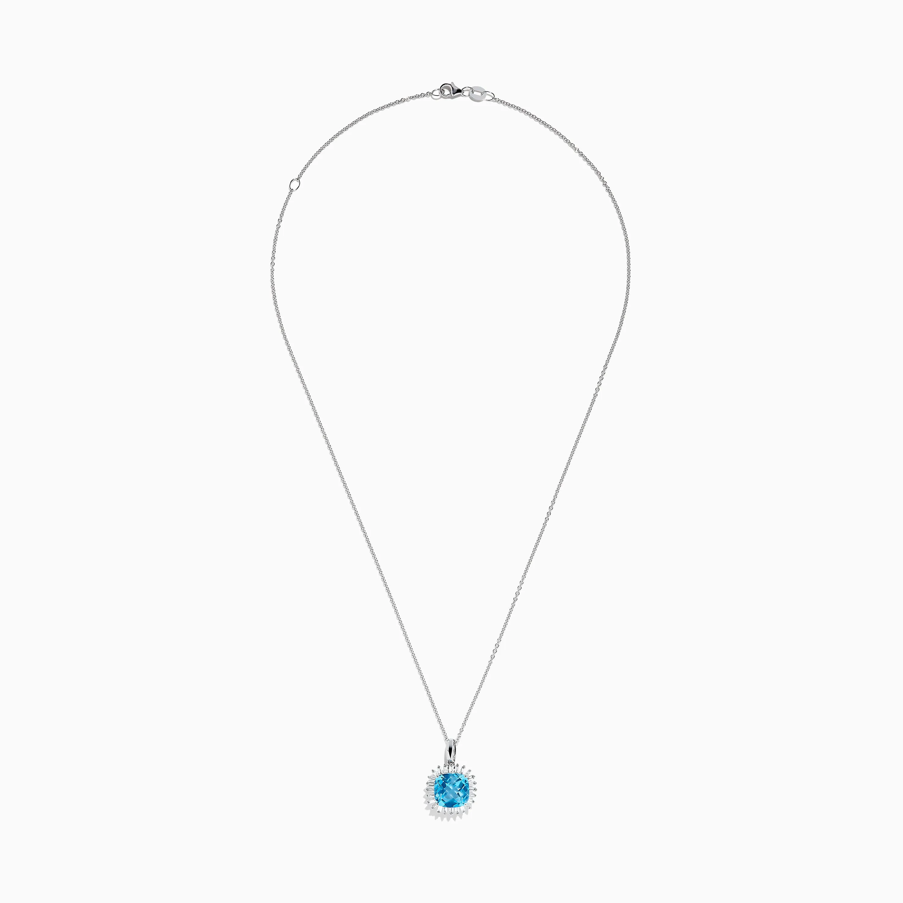 14K White Gold Blue Topaz and Diamond Pendant sold by Effy product image thumbnail 2