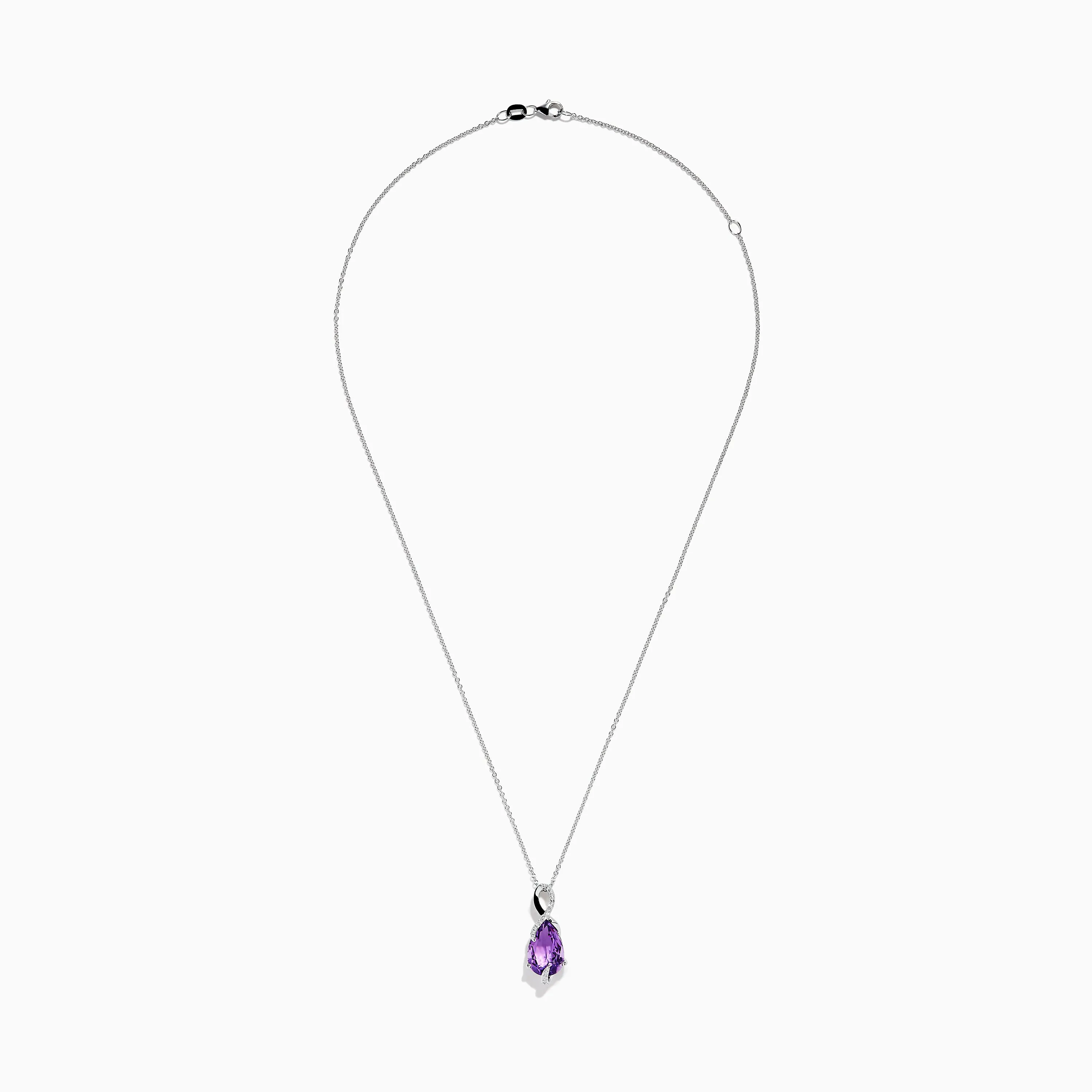 14K White Gold Amethyst and Diamond Pendant sold by Effy product image thumbnail 2