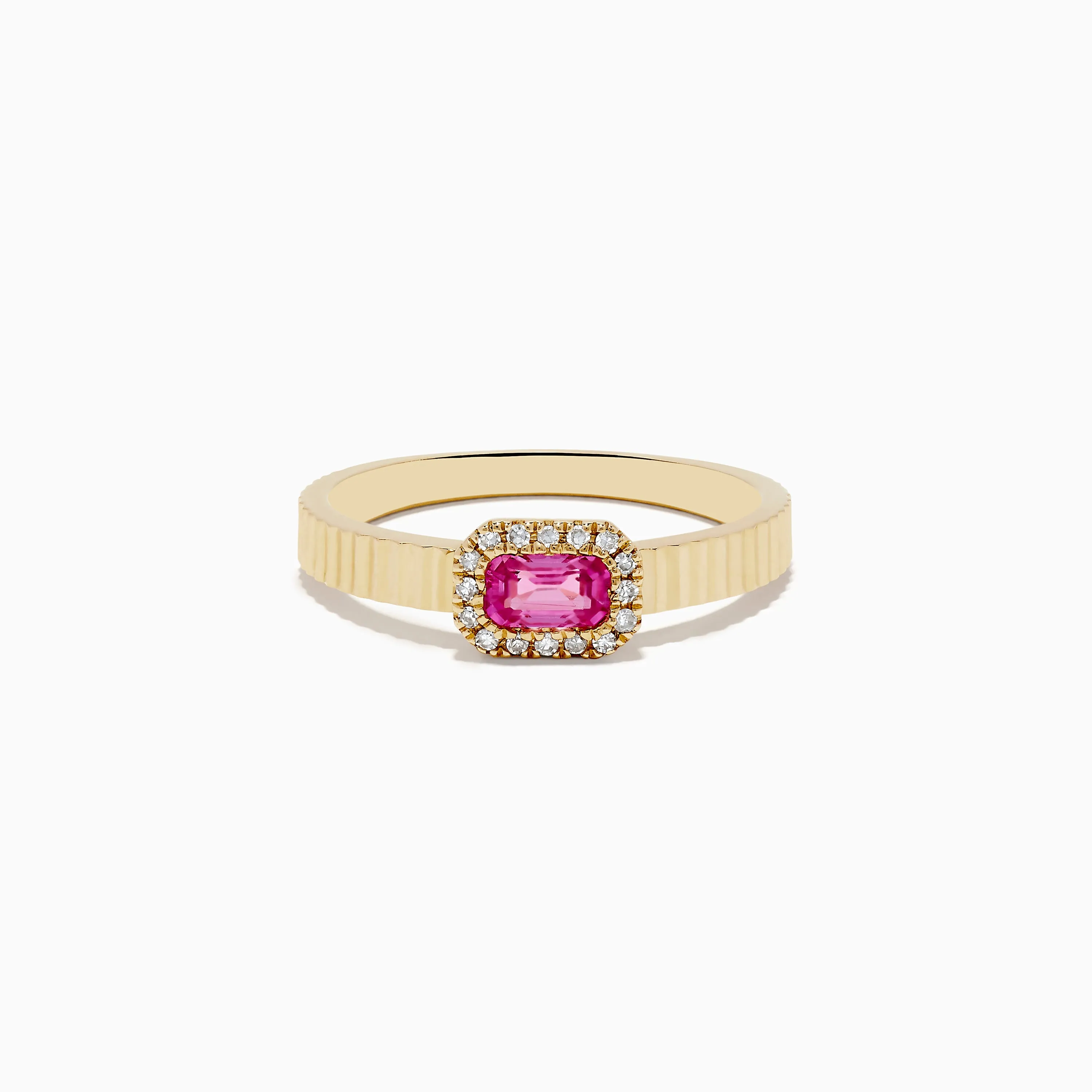 14K Yellow Gold Pink Sapphire and Diamond Ring sold by Effy