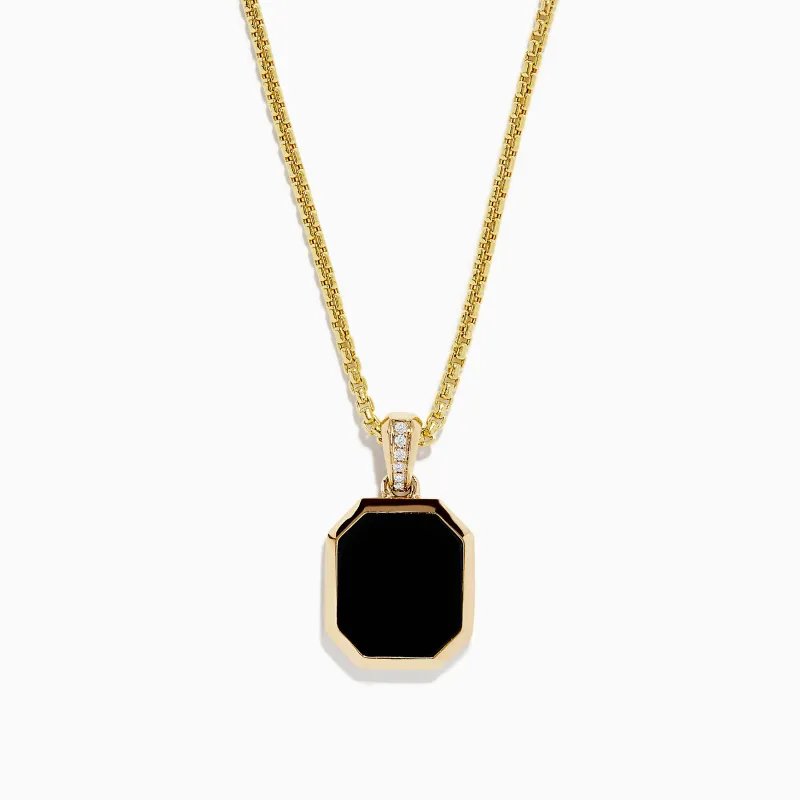 Men's 14K Yellow Gold Onyx and Diamond Pendant sold by Effy