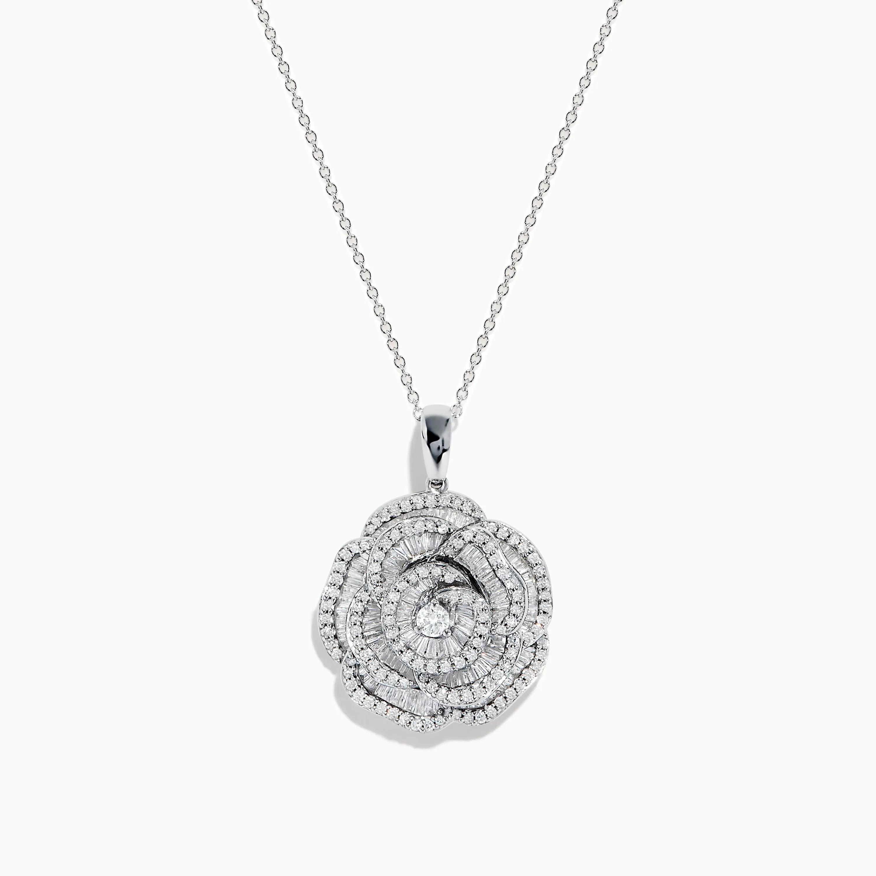 Nature 14K White Gold Diamond Flower Pendant sold by Effy