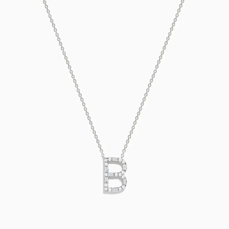 14K White Gold Diamond Initial "B" Pendant sold by Effy