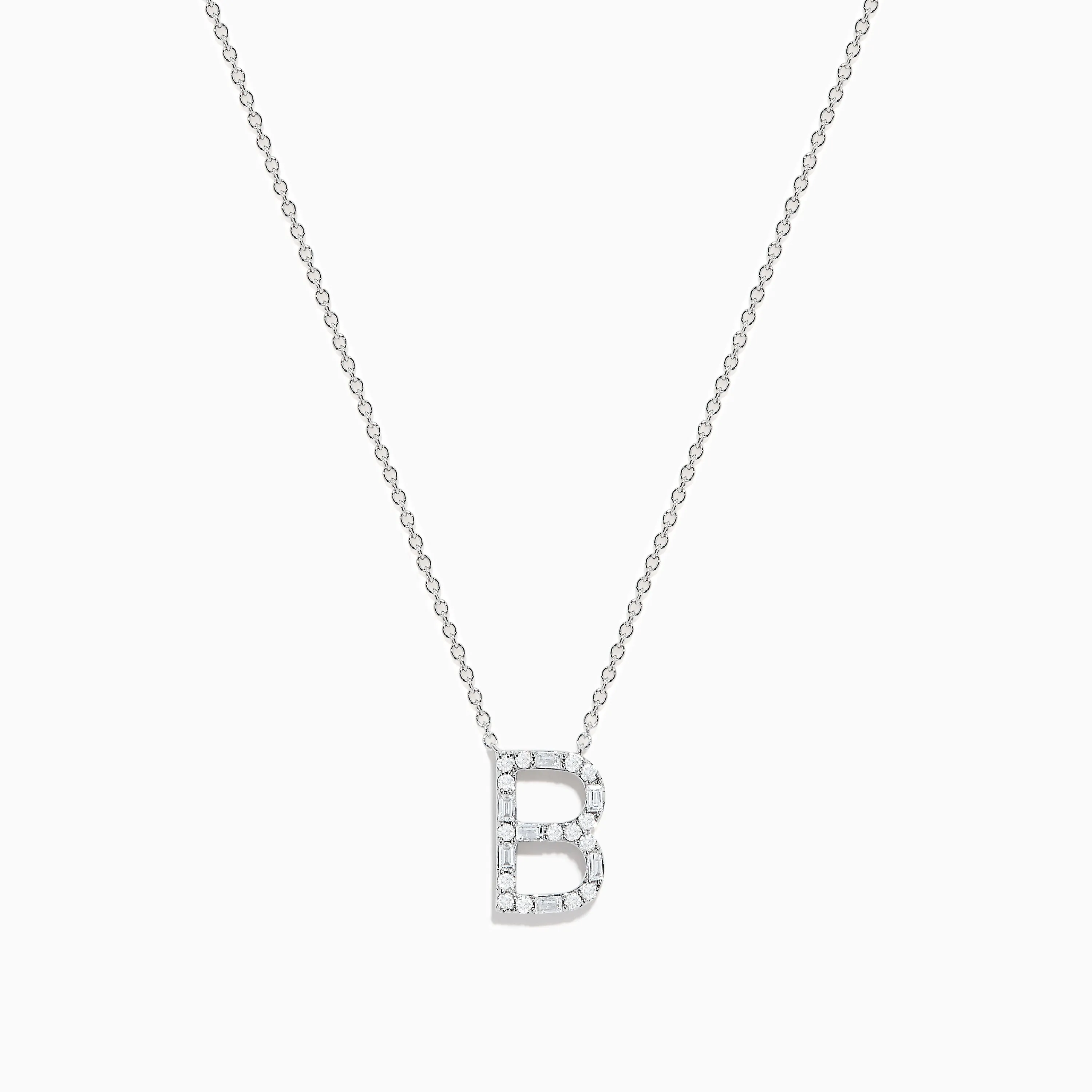 14K White Gold Diamond Initial "B" Pendant sold by Effy