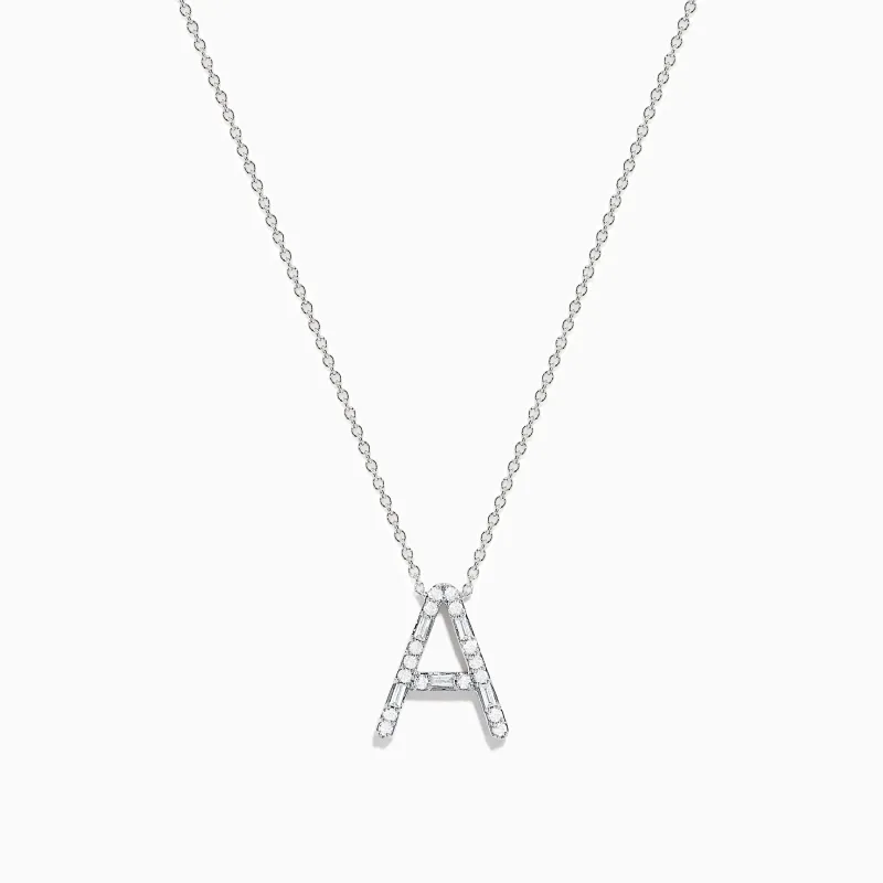 14K White Gold Diamond Initial "A" Pendant sold by Effy