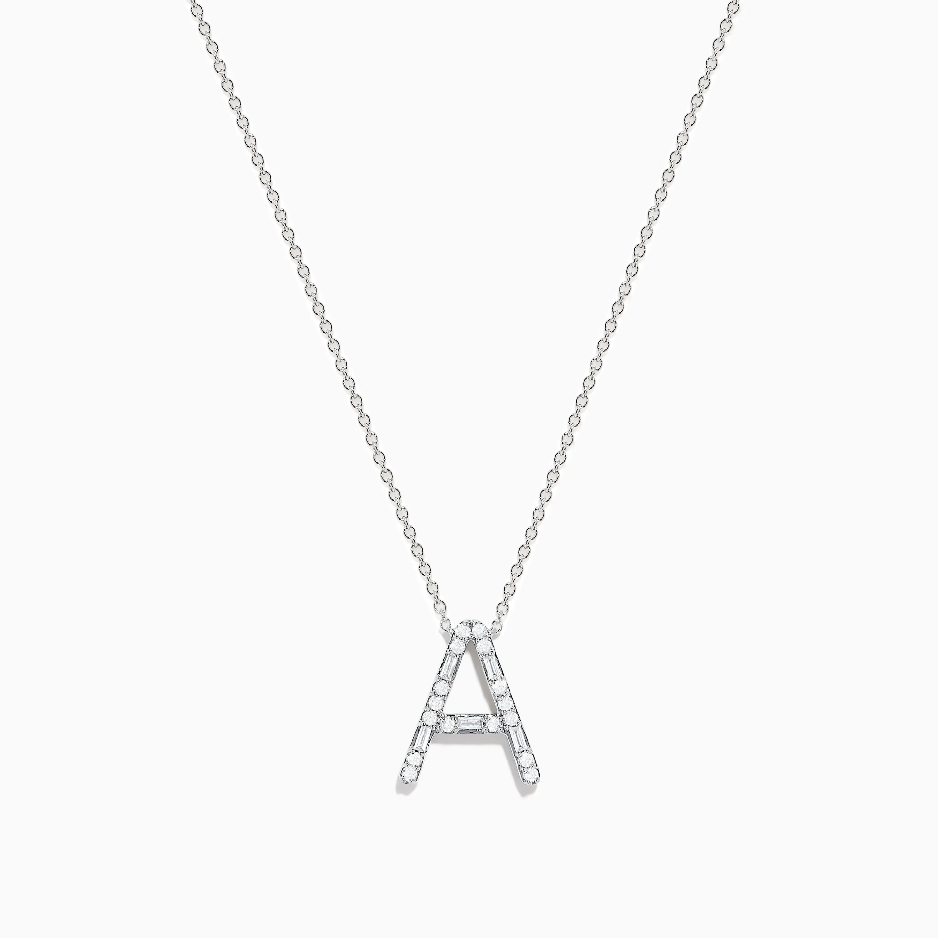 14K White Gold Diamond Initial "A" Pendant sold by Effy