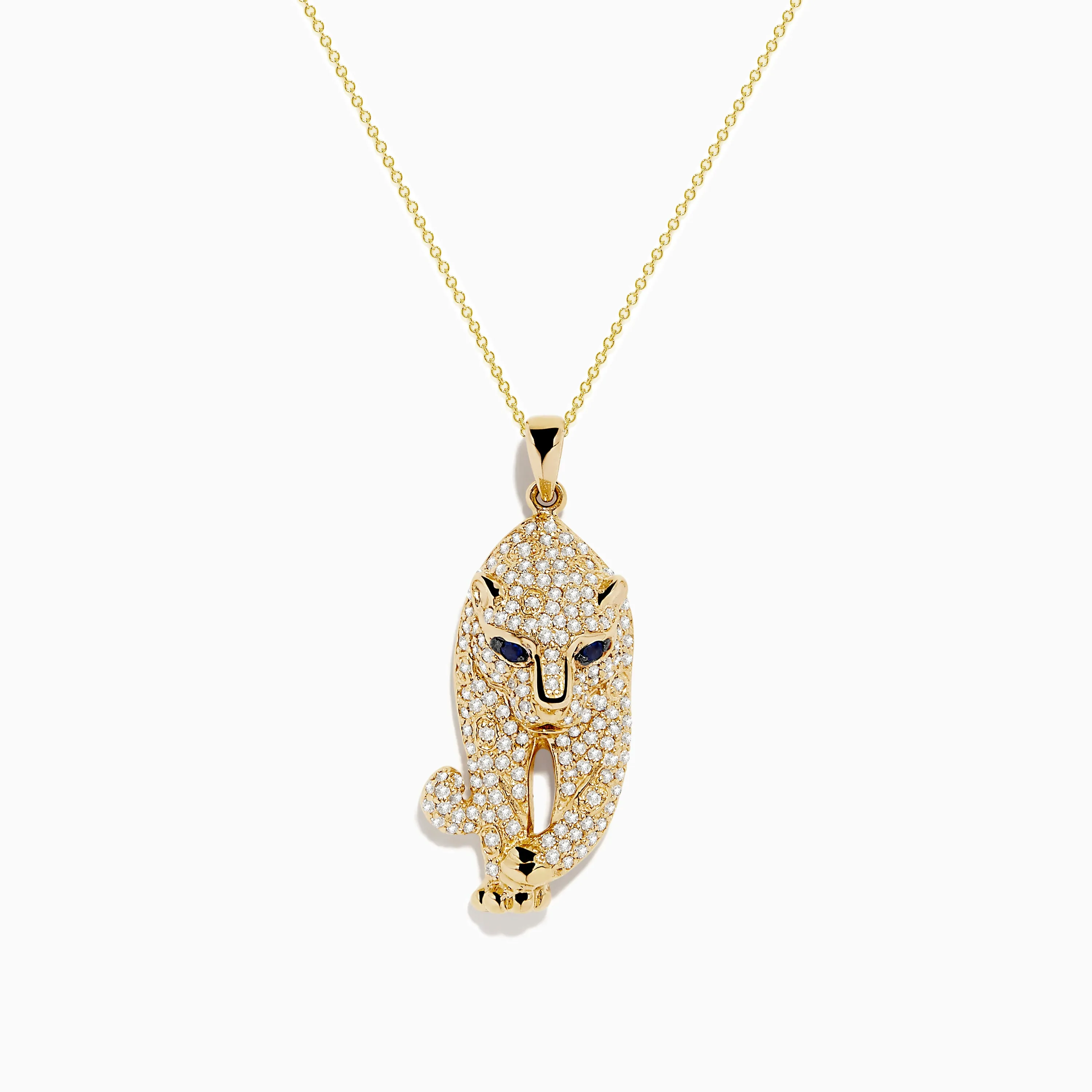 Signature 14K Yellow Gold Sapphire and Diamond Panther Necklace sold by Effy