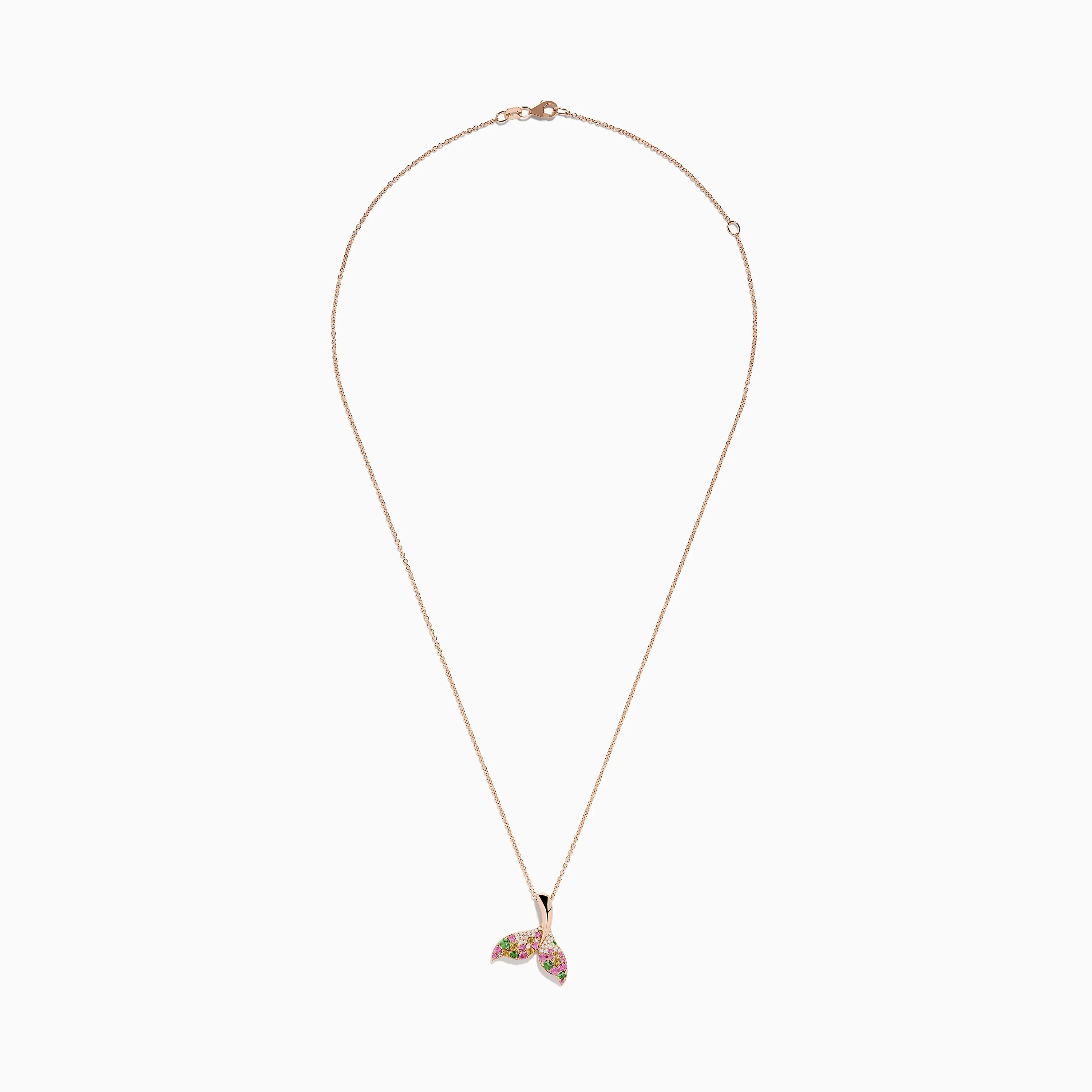 Seaside 14K Rose Gold Multi Sapphire and Diamond Whale Tail Pendant sold by Effy product image thumbnail 2