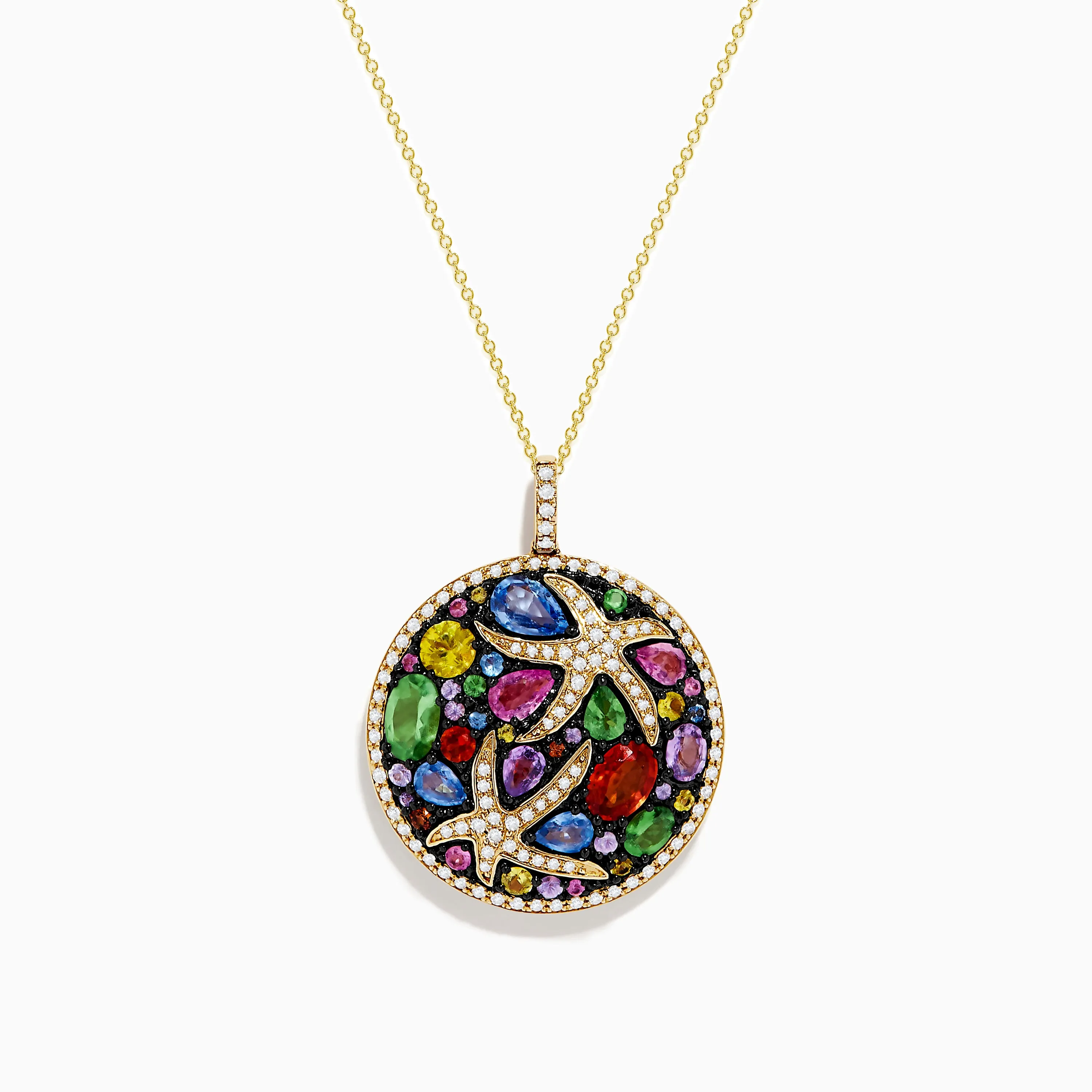 Watercolors 14K Yellow Gold Multi Sapphire and Starfish Diamond Pendant sold by Effy