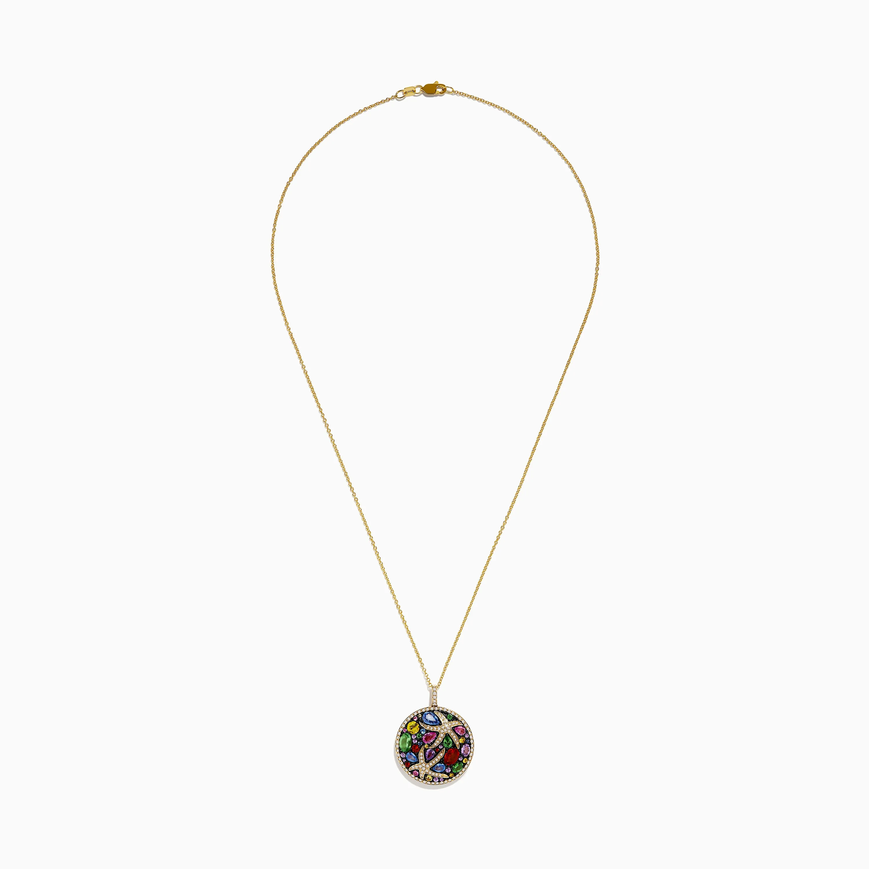 Watercolors 14K Yellow Gold Multi Sapphire and Starfish Diamond Pendant sold by Effy product image thumbnail 2