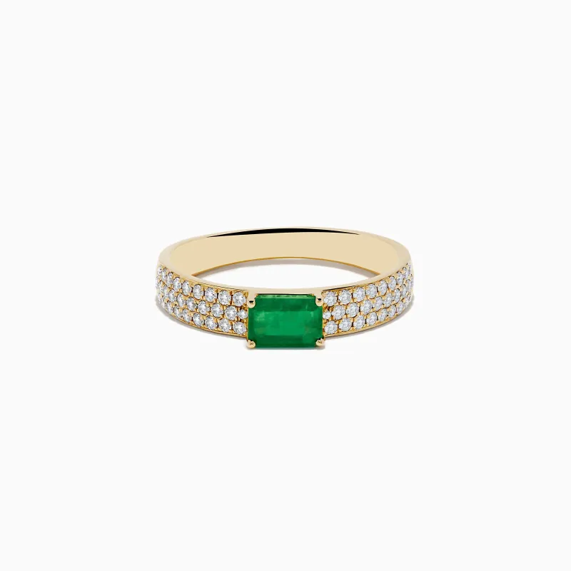 14K Yellow Gold Emerald and Diamond Ring sold by Effy