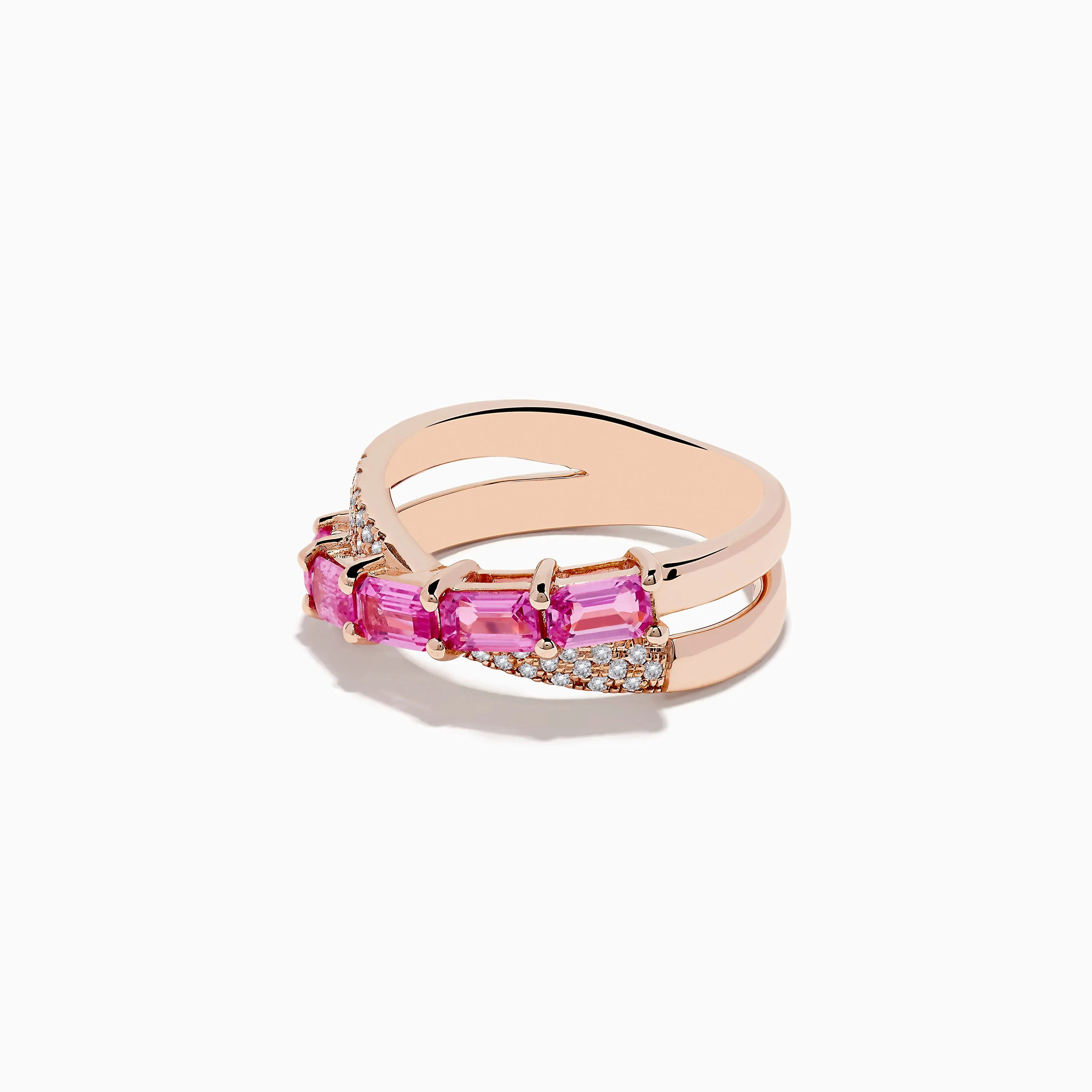 14K Rose Gold Pink Sapphire and Diamond Criss Cross Ring sold by Effy product image thumbnail 2