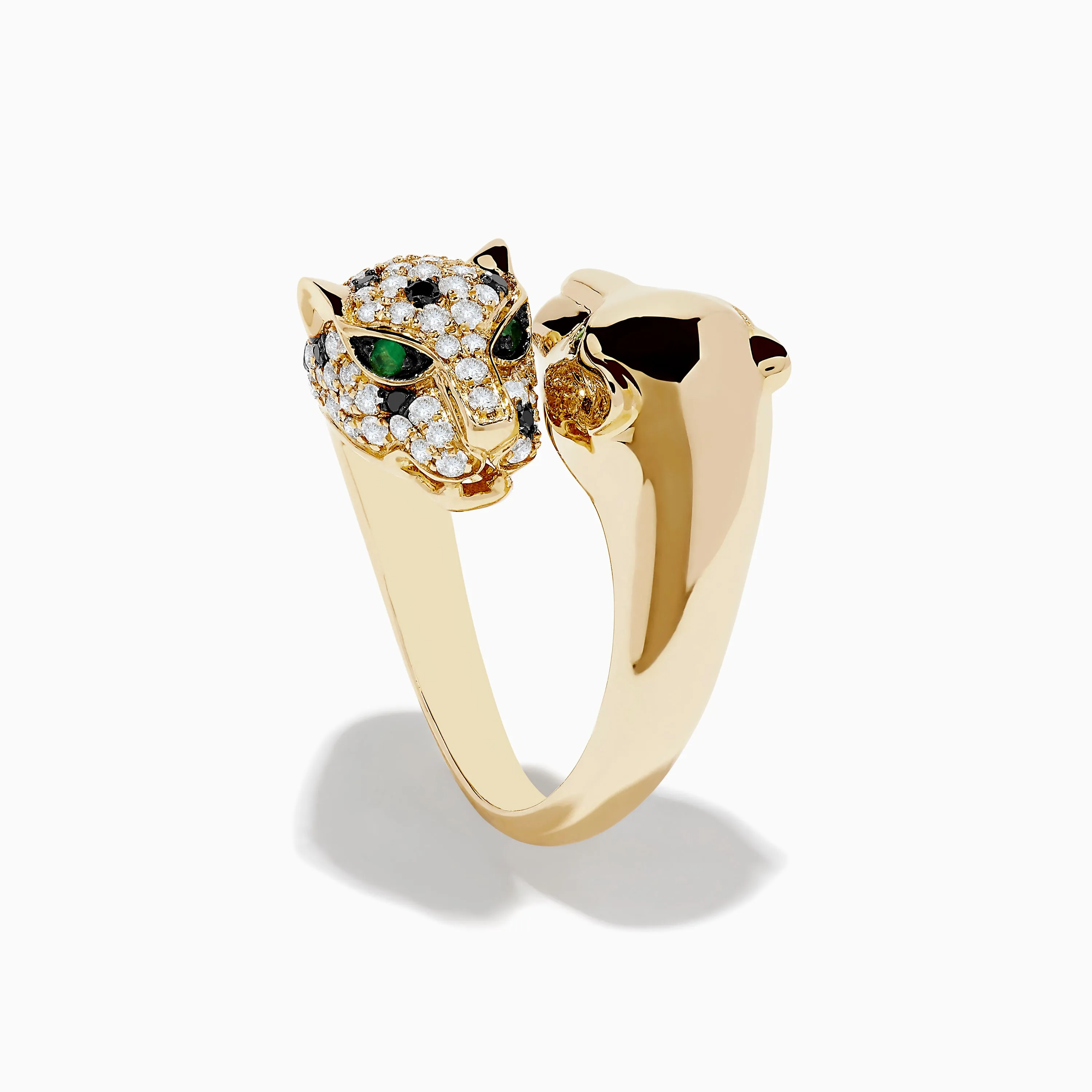 Signature 14K Yellow Gold Diamond and Emerald Double Panther Ring sold by Effy product image thumbnail 2