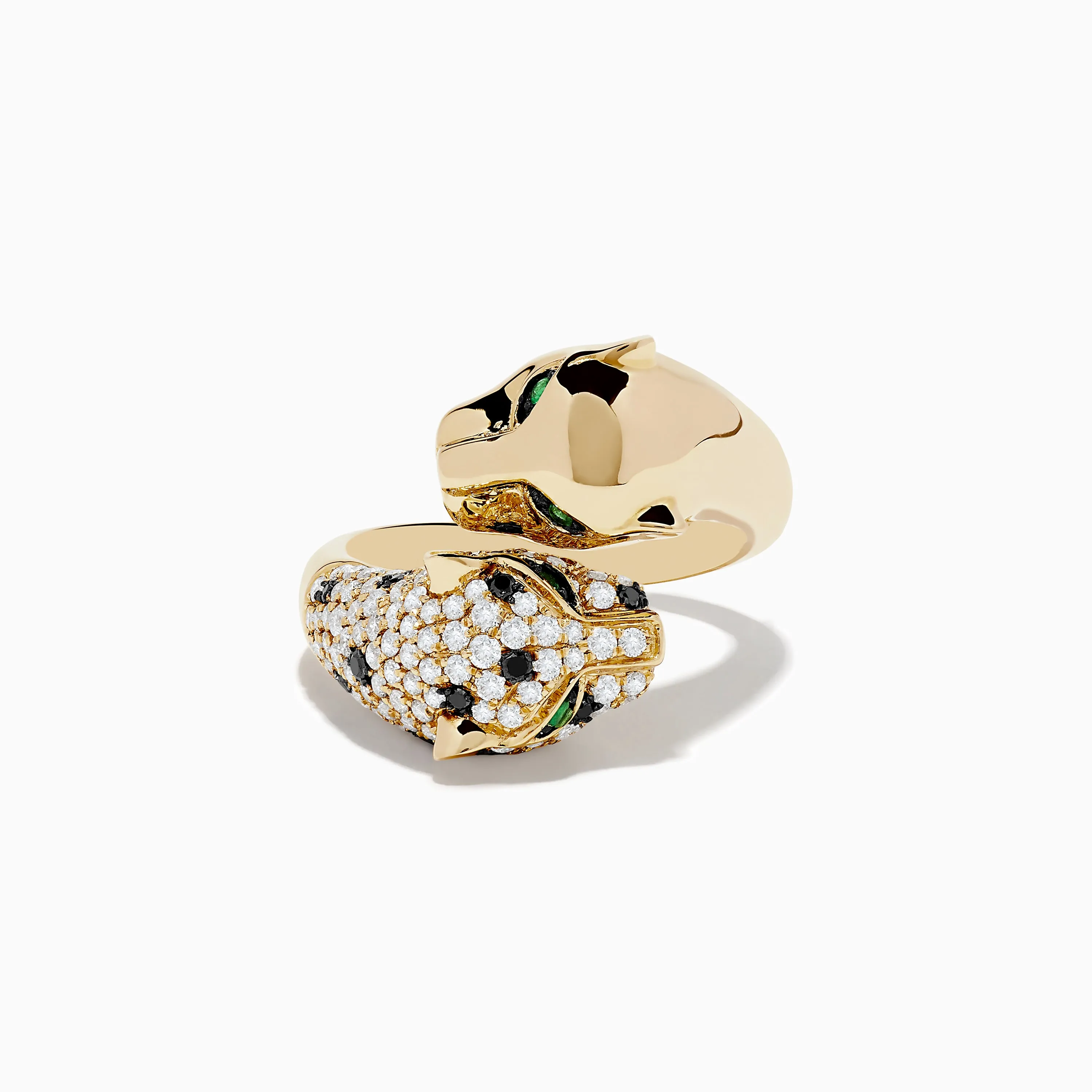 Signature 14K Yellow Gold Diamond and Emerald Double Panther Ring sold by Effy product image thumbnail 3
