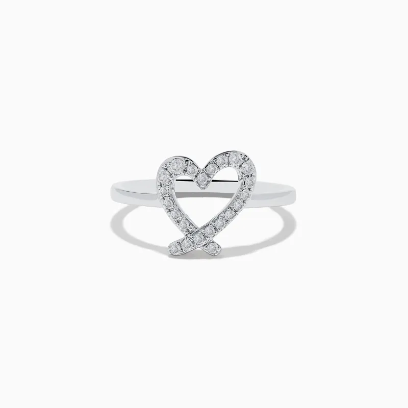 Novelty 14K White Gold Heart Ring sold by Effy
