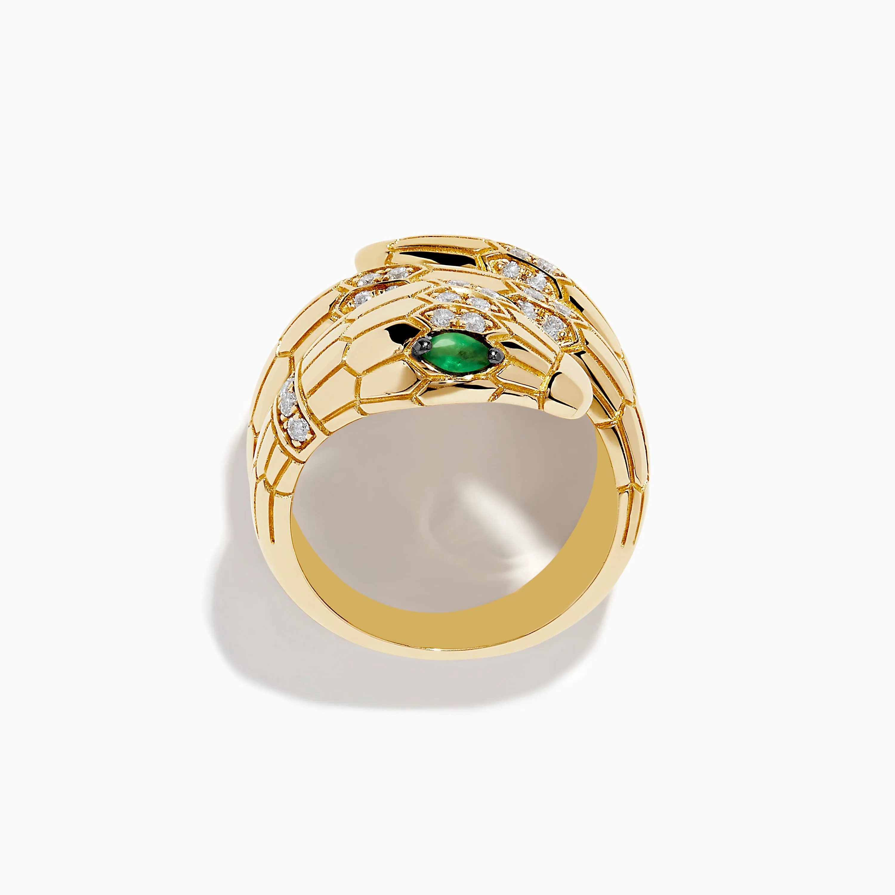Safari 14K Yellow Gold Diamond and Emerald Snake Ring sold by Effy product image thumbnail 3
