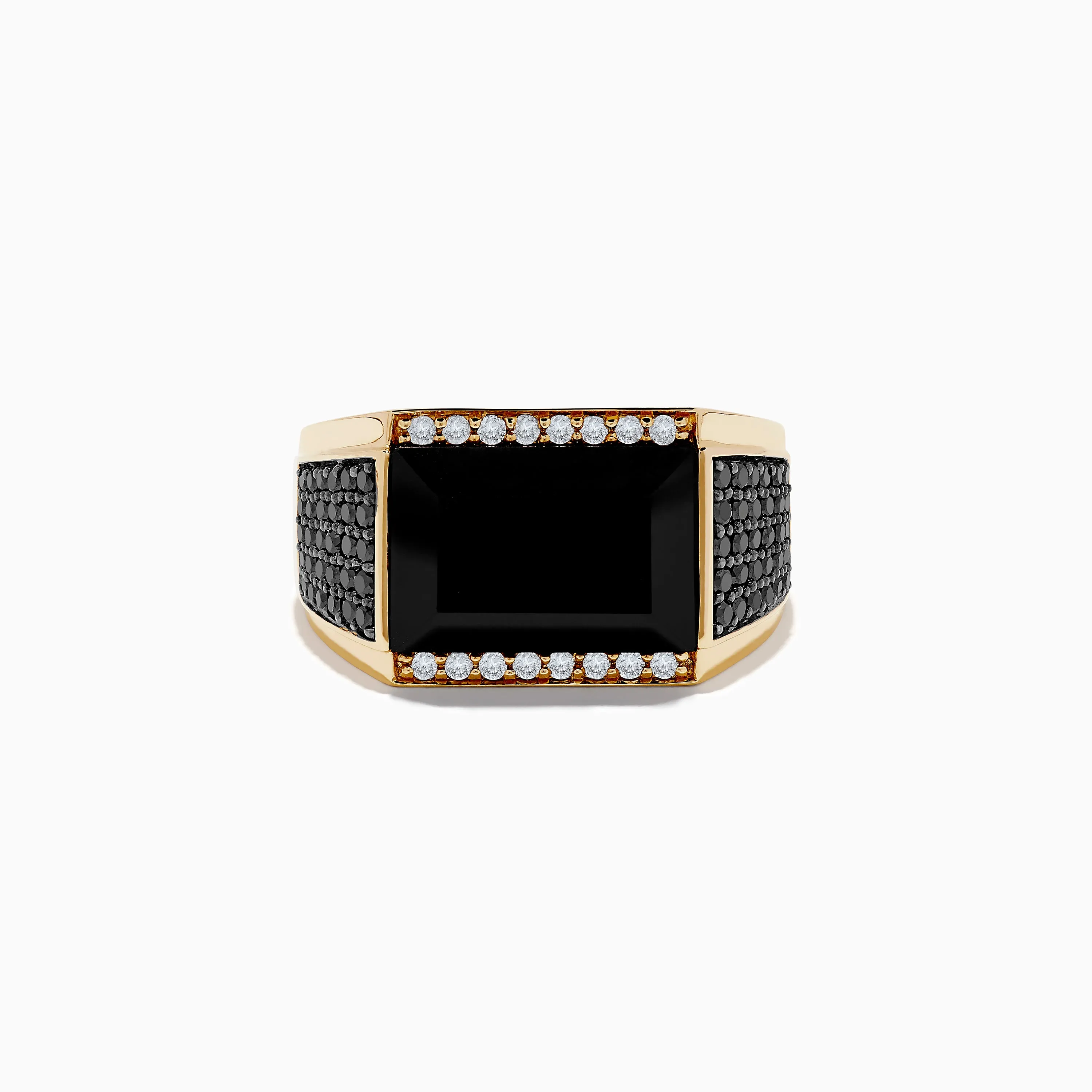 Men's 14K Yellow Gold Black and White Diamond and Onyx Ring sold by Effy