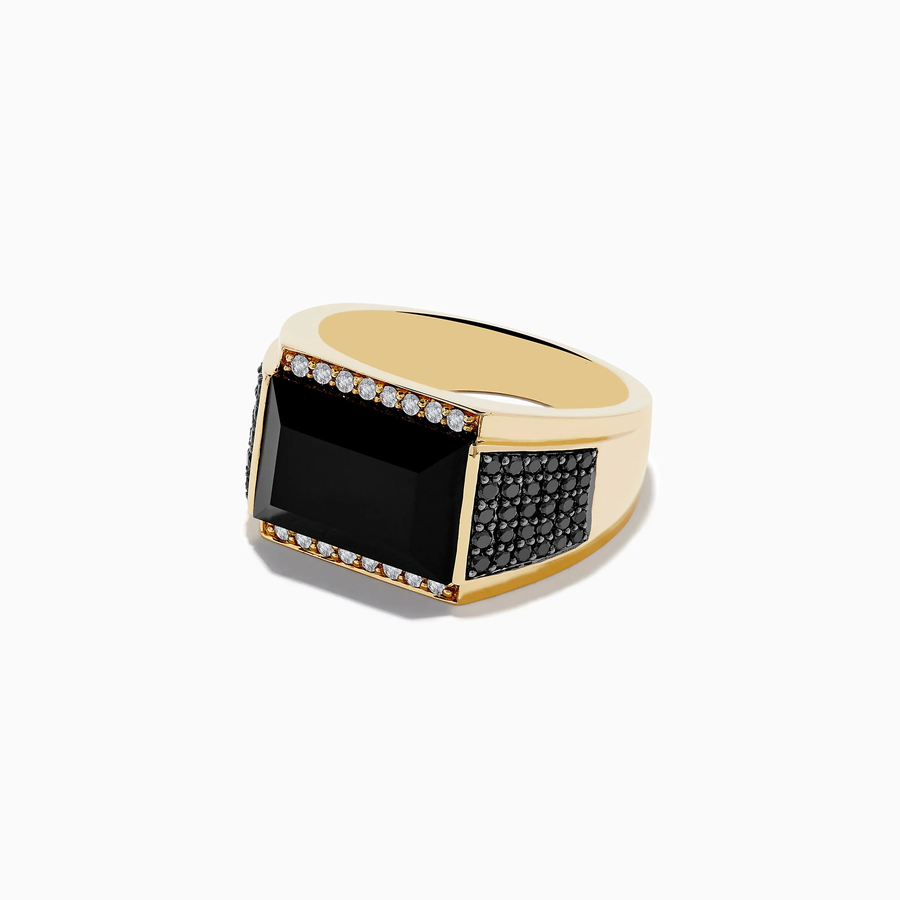 Men's 14K Yellow Gold Black and White Diamond and Onyx Ring sold by Effy product image thumbnail 2