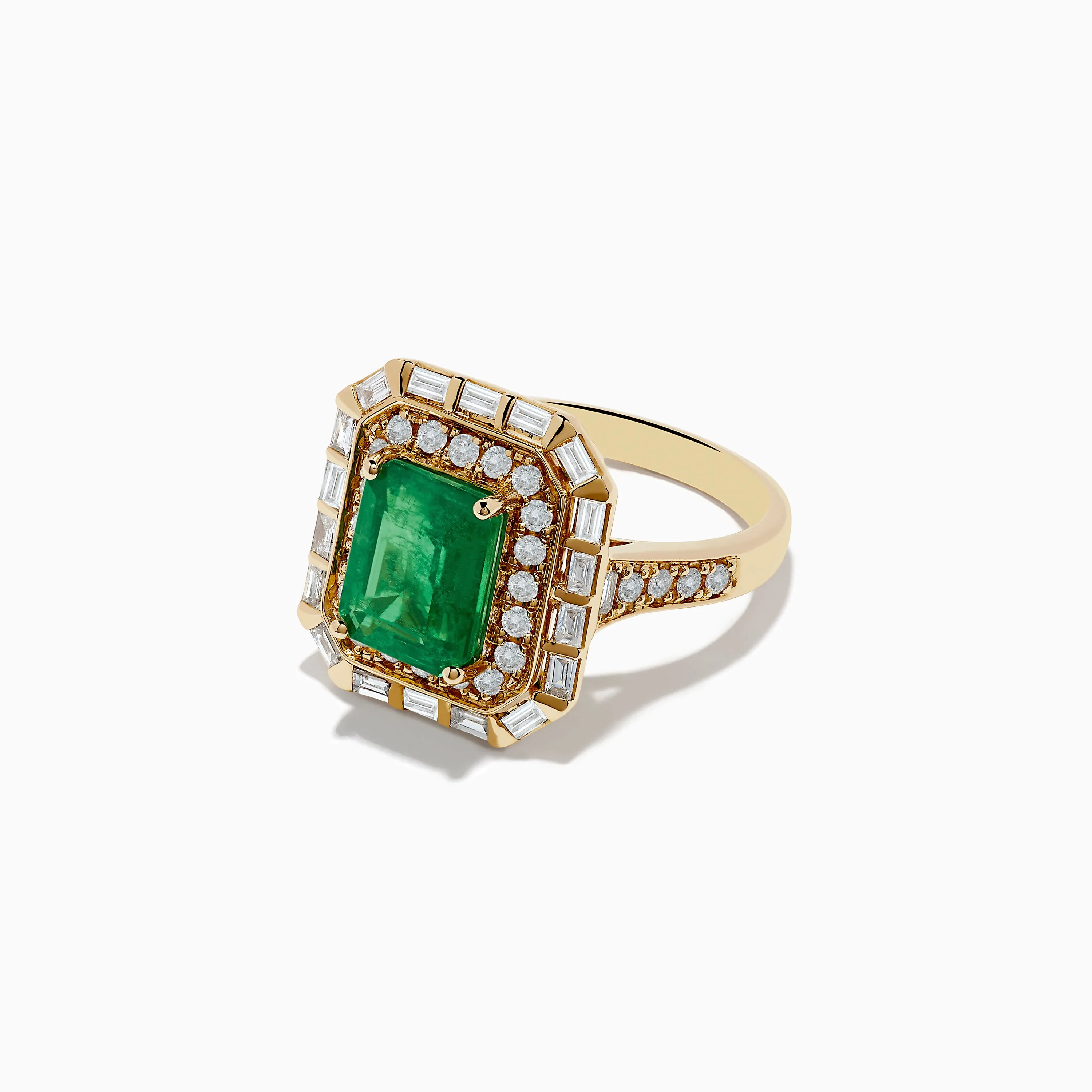 14K Yellow Gold Double Halo Emerald Cocktail Ring sold by Effy product image thumbnail 2