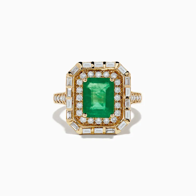 14K Yellow Gold Double Halo Emerald Cocktail Ring sold by Effy