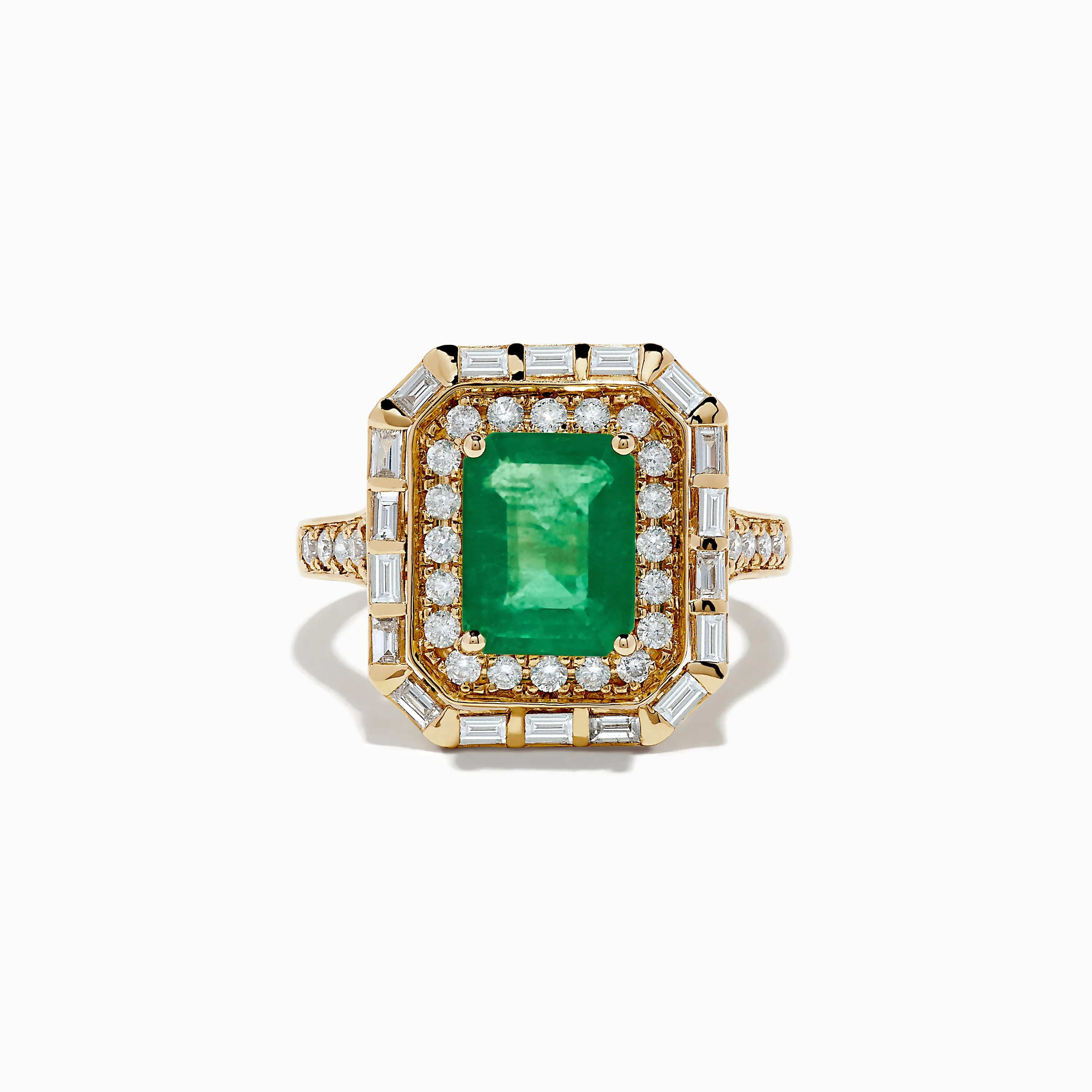 14K Yellow Gold Double Halo Emerald Cocktail Ring sold by Effy