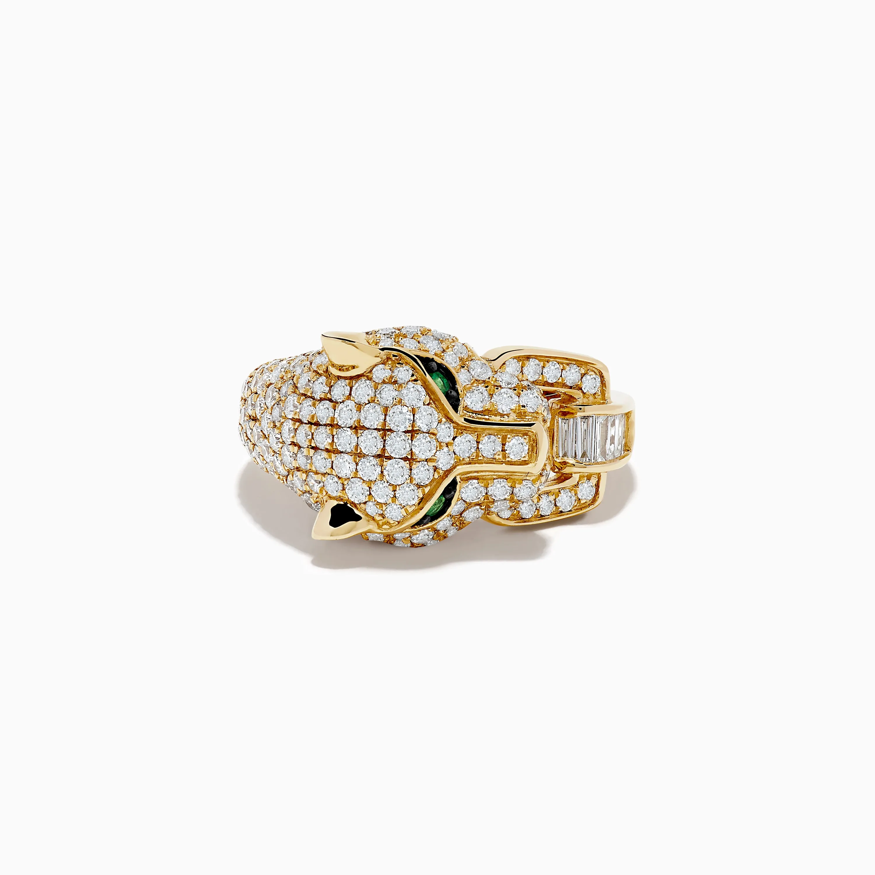 Signature 14K Yellow Gold Diamond and Emerald Panther Ring sold by Effy product image thumbnail 4