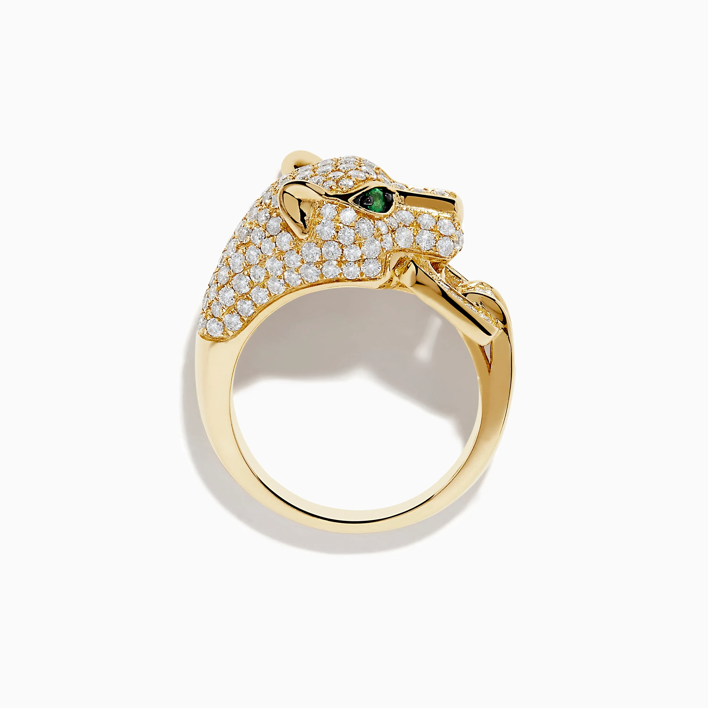 Signature 14K Yellow Gold Diamond and Emerald Panther Ring sold by Effy product image thumbnail 3
