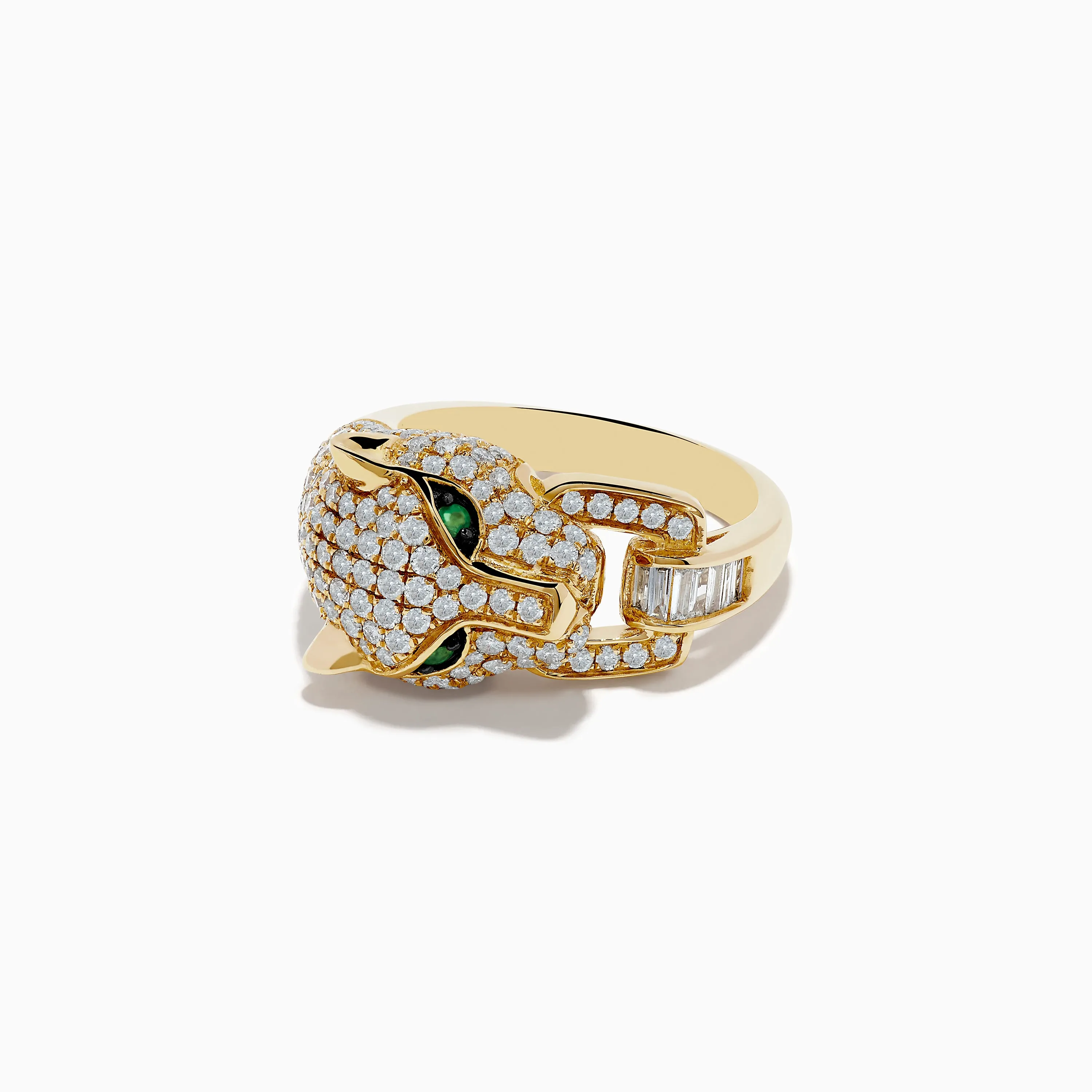 Signature 14K Yellow Gold Diamond and Emerald Panther Ring sold by Effy product image thumbnail 2