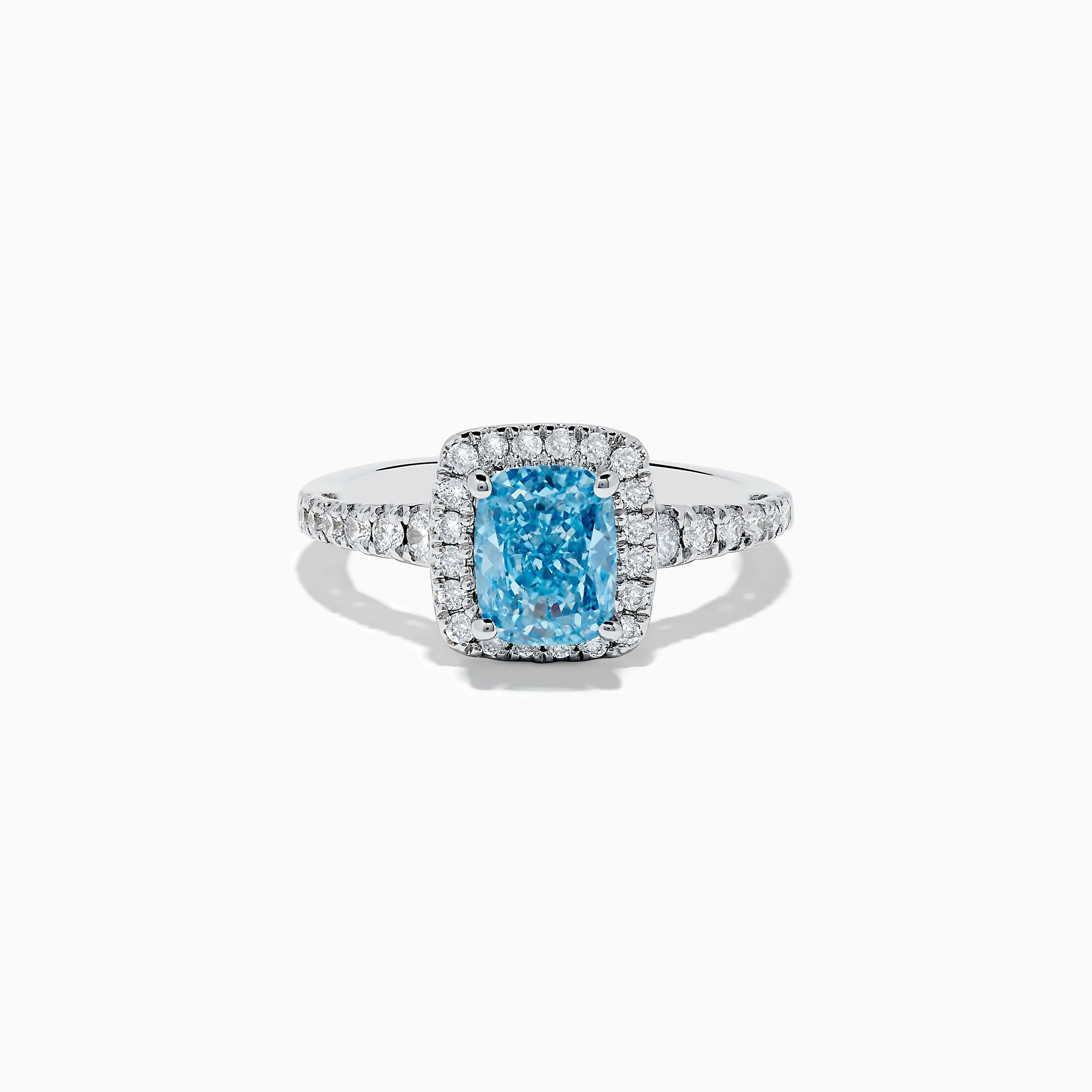 14K White Gold Lab Grown Blue and White Diamond Ring sold by Effy