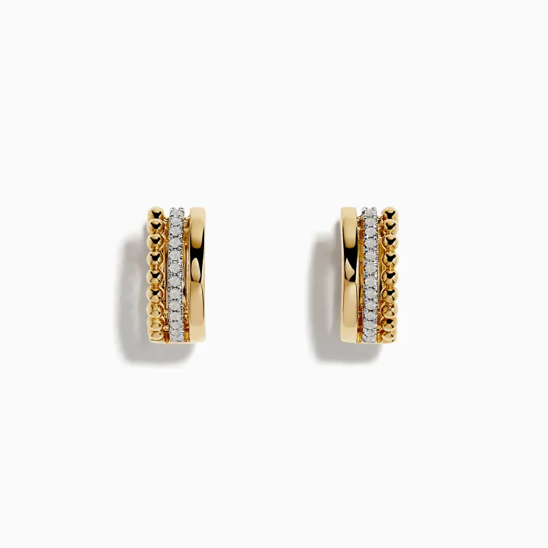 14K Yellow Gold 1/2" Diamond Huggie Earrings 0.13 TCW sold by Effy